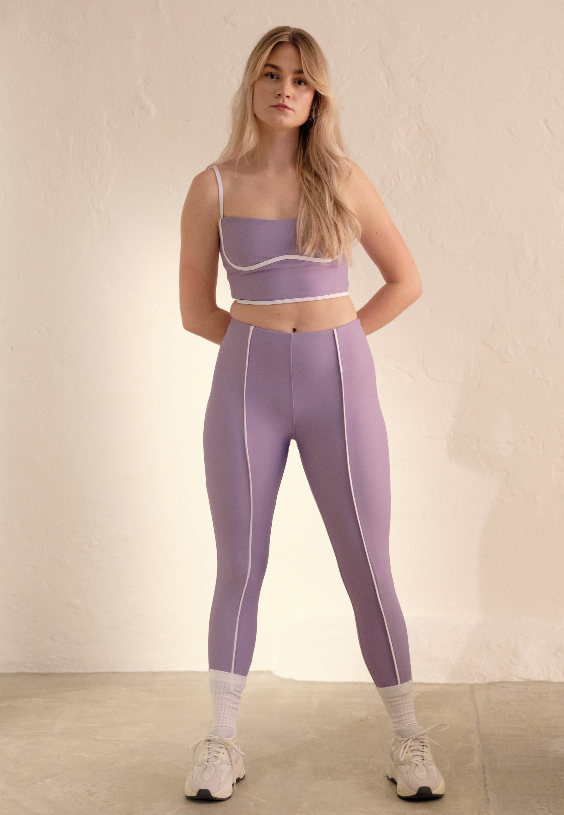 Piping Detail Leggings - Lavender