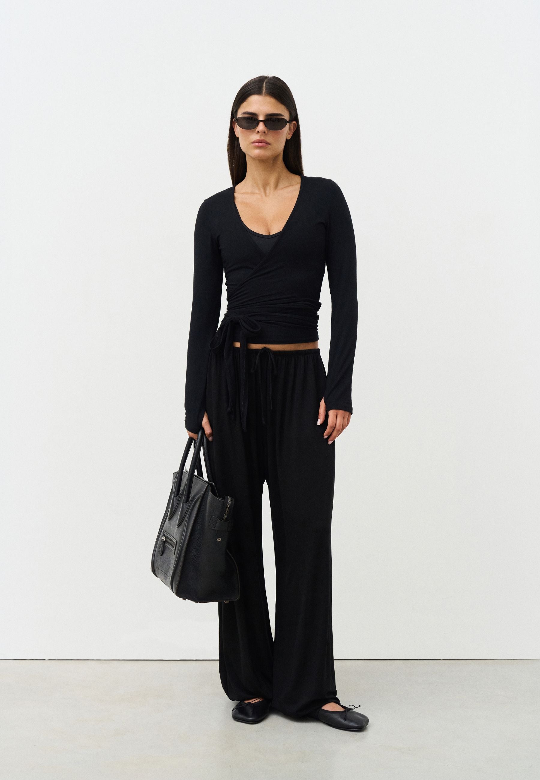 Soft Ballet Wrap Top - Black