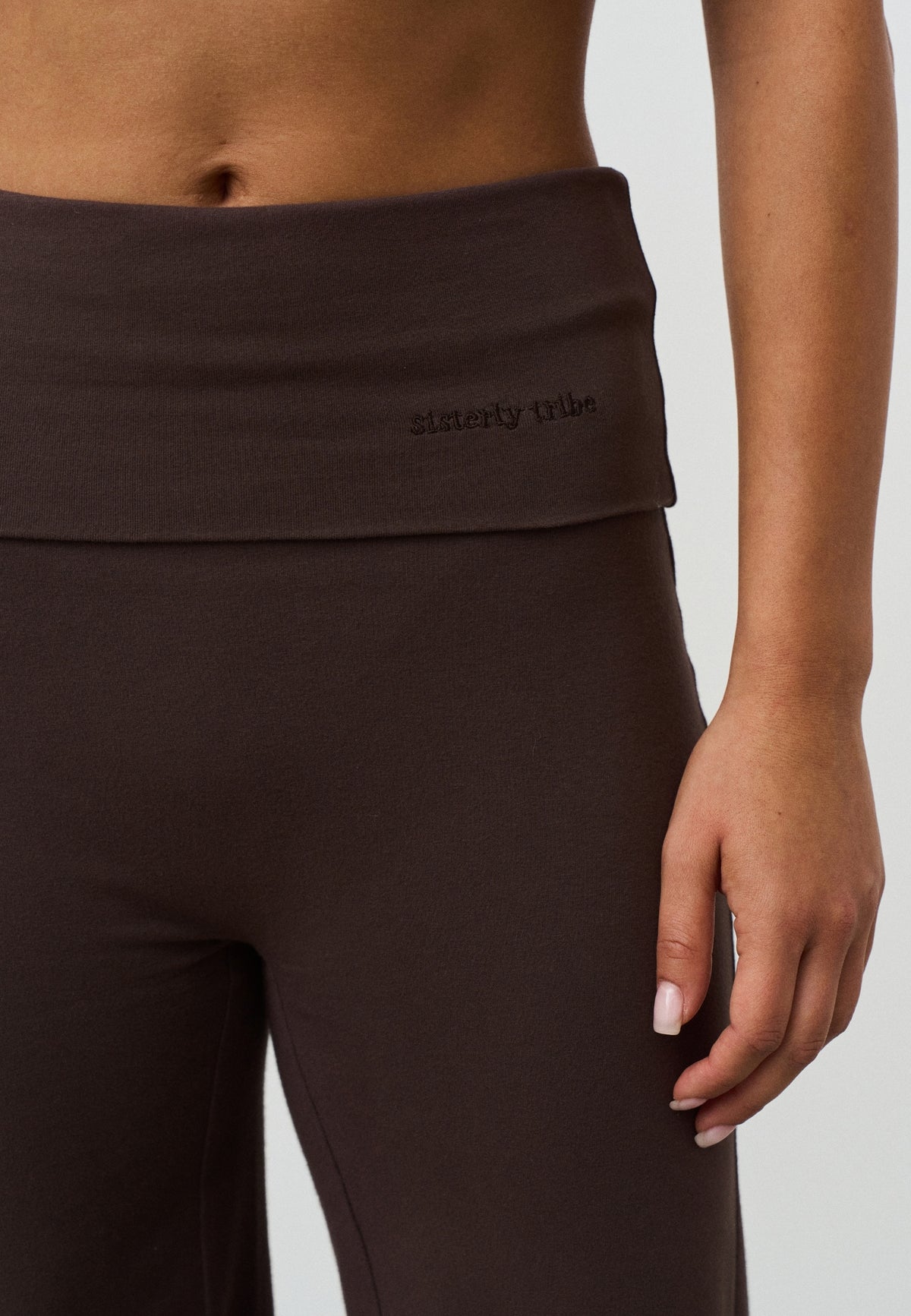 Soft Cotton Foldover Pants - Espresso
