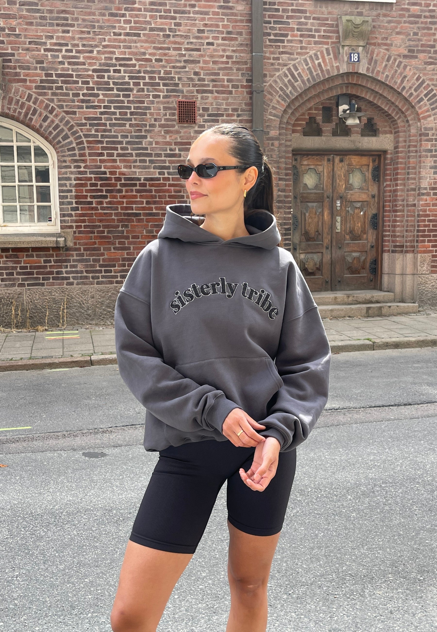 Sisterly Tribe Hoodie - Asphalt Grey
