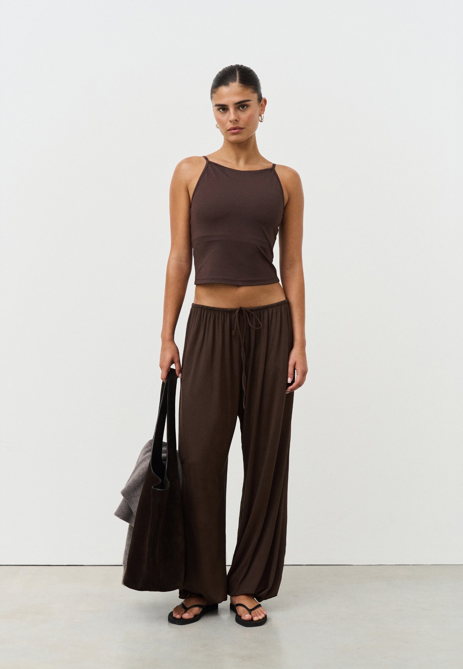 Softsculpt High Neck Top - Espresso
