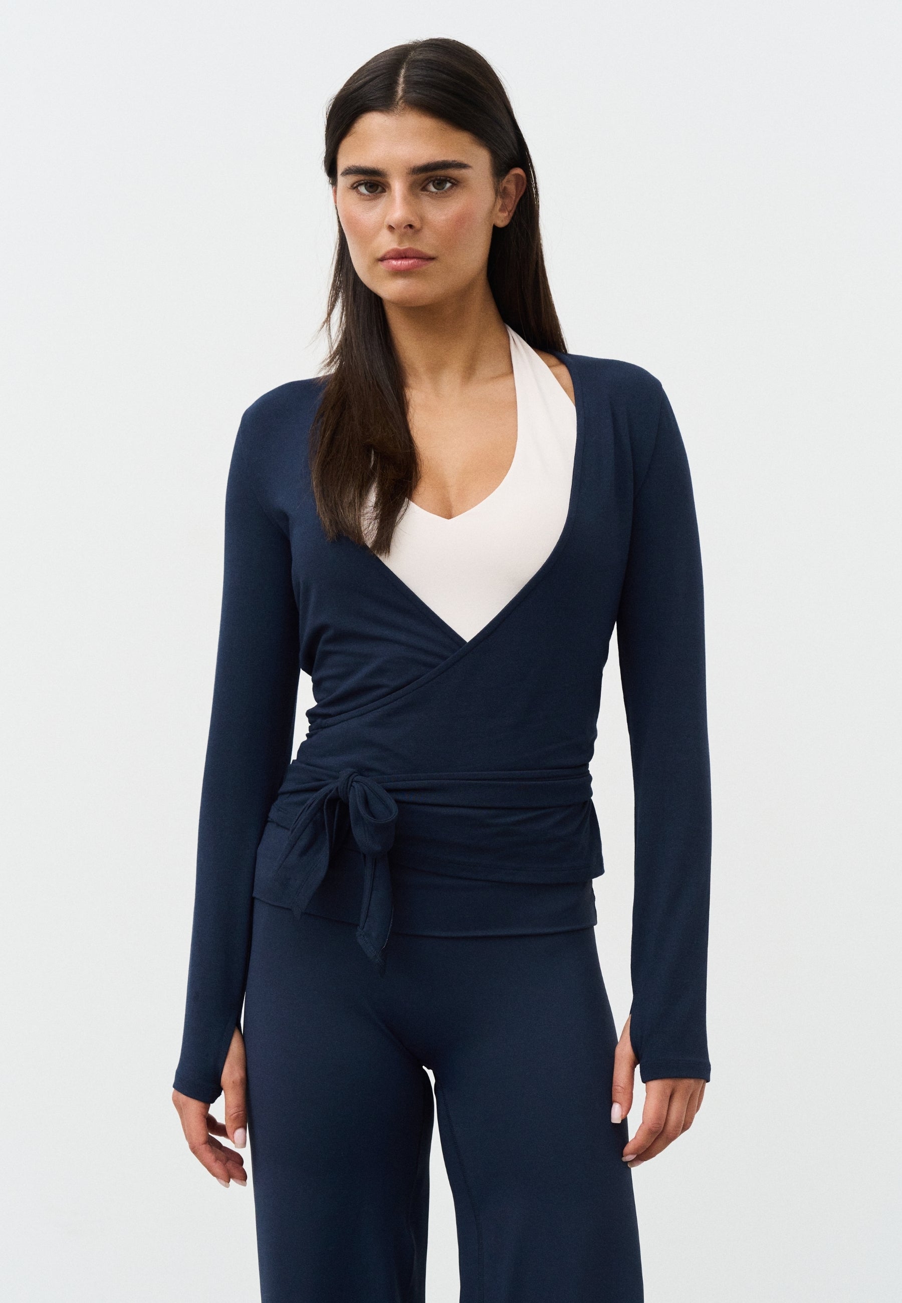 Soft Ballet Wrap Top - Navy