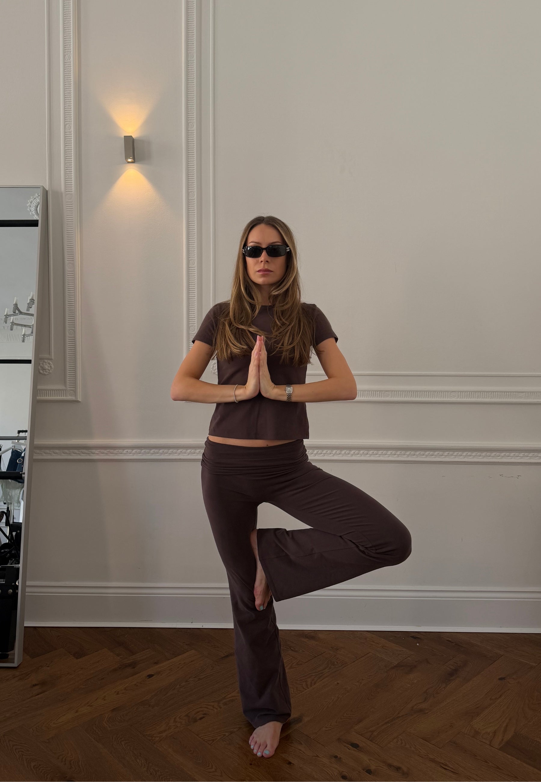 Soft Cotton Foldover Pants - Espresso