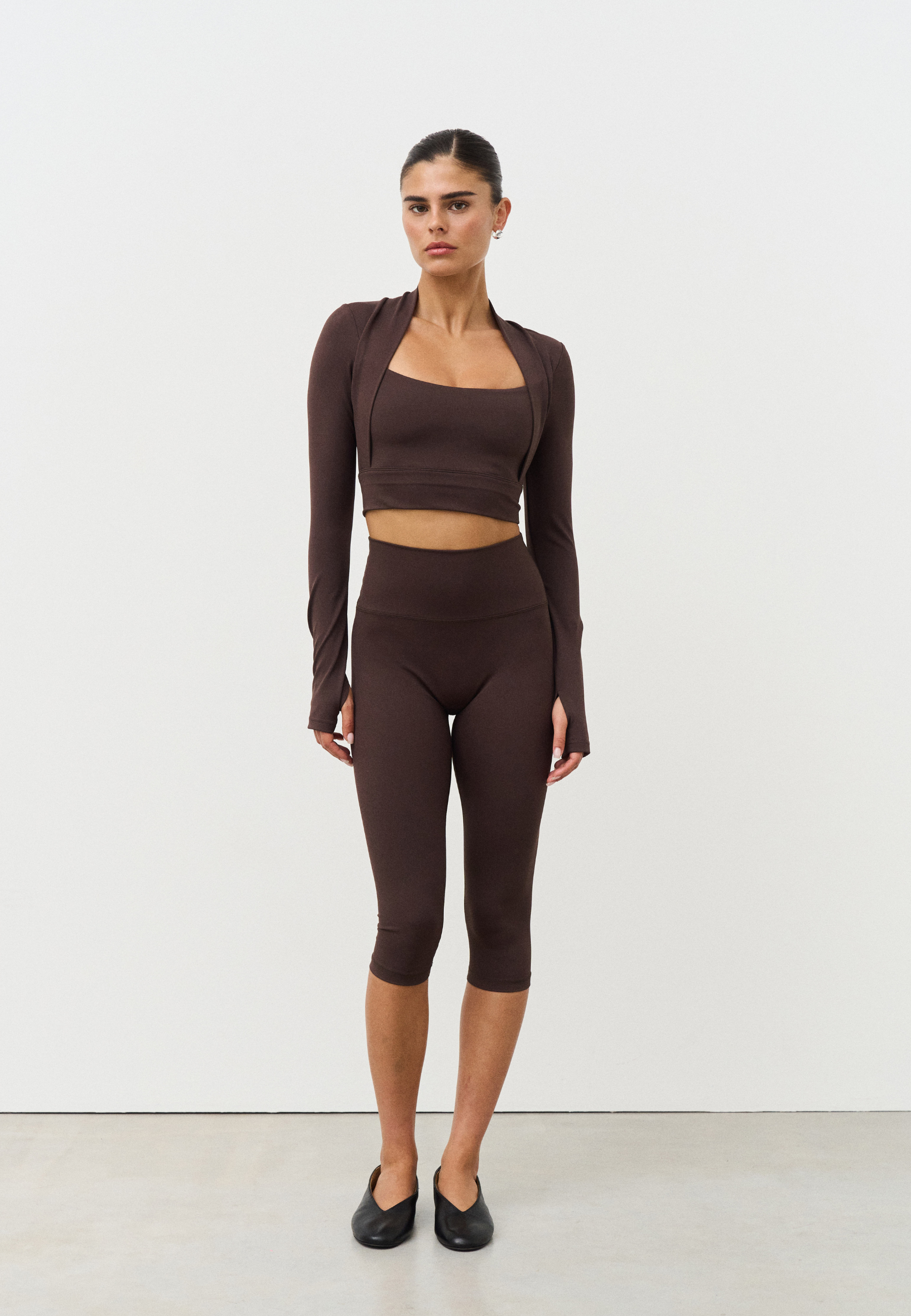 Softsculpt Bolero Long Sleeve Top - Espresso