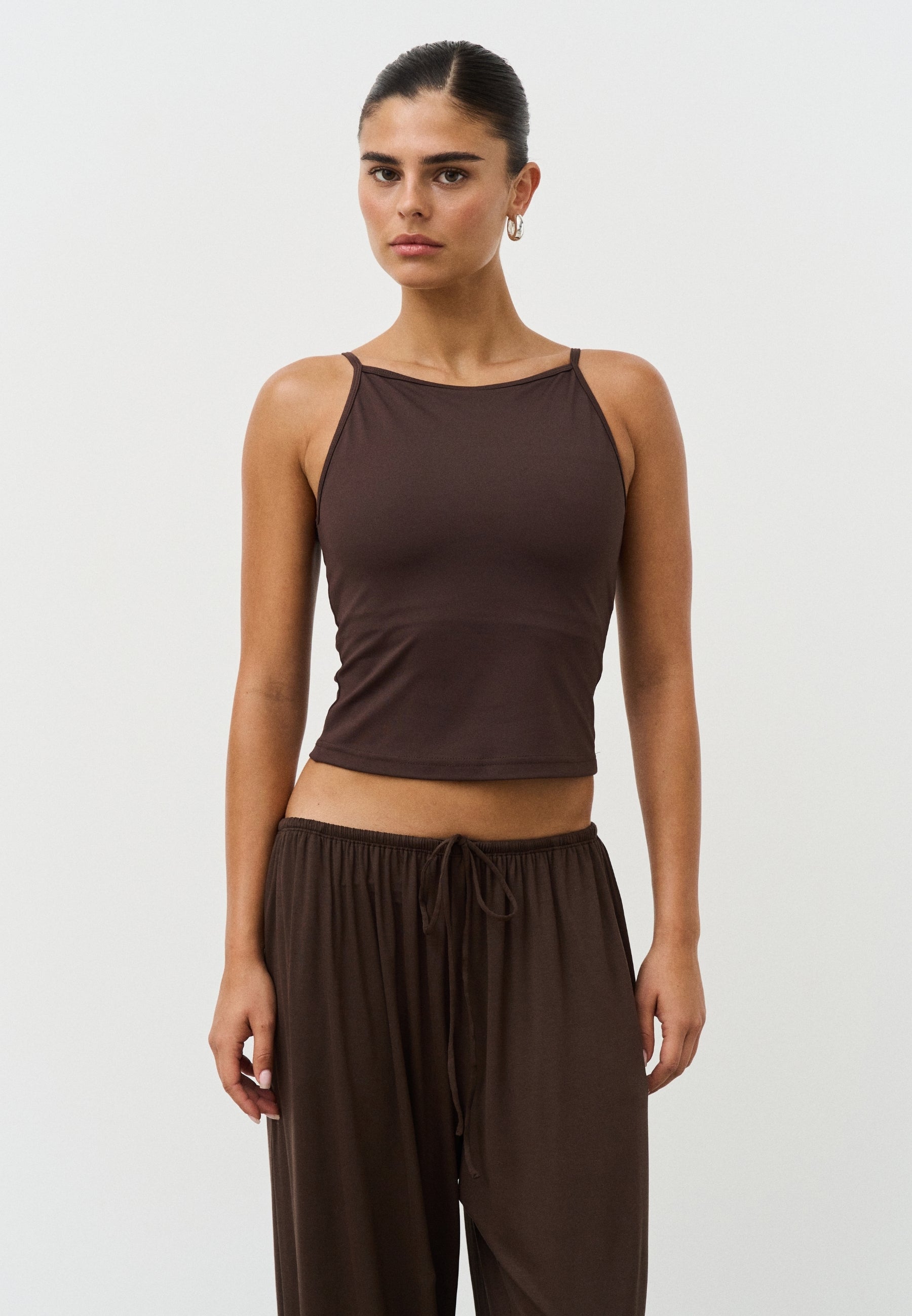 Softsculpt High Neck Top - Espresso