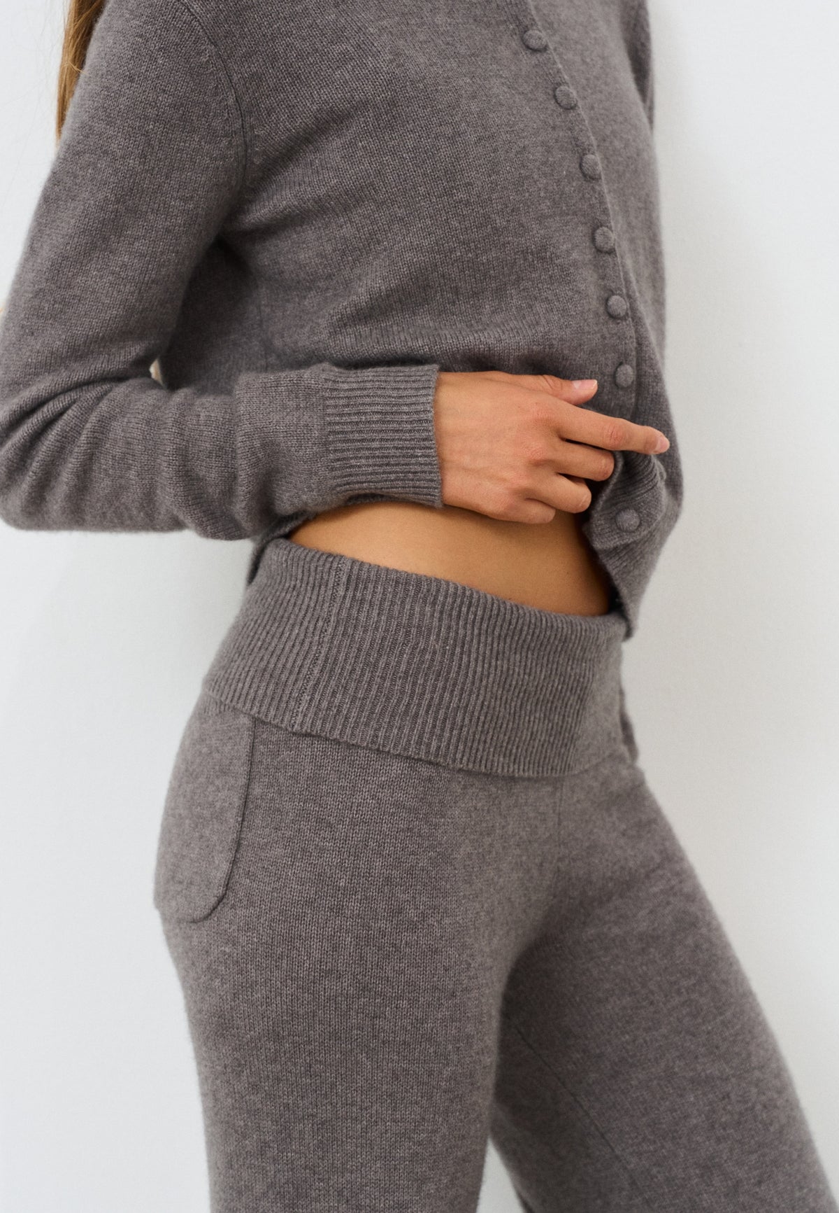 Cashmere Foldover Pants - Truffle