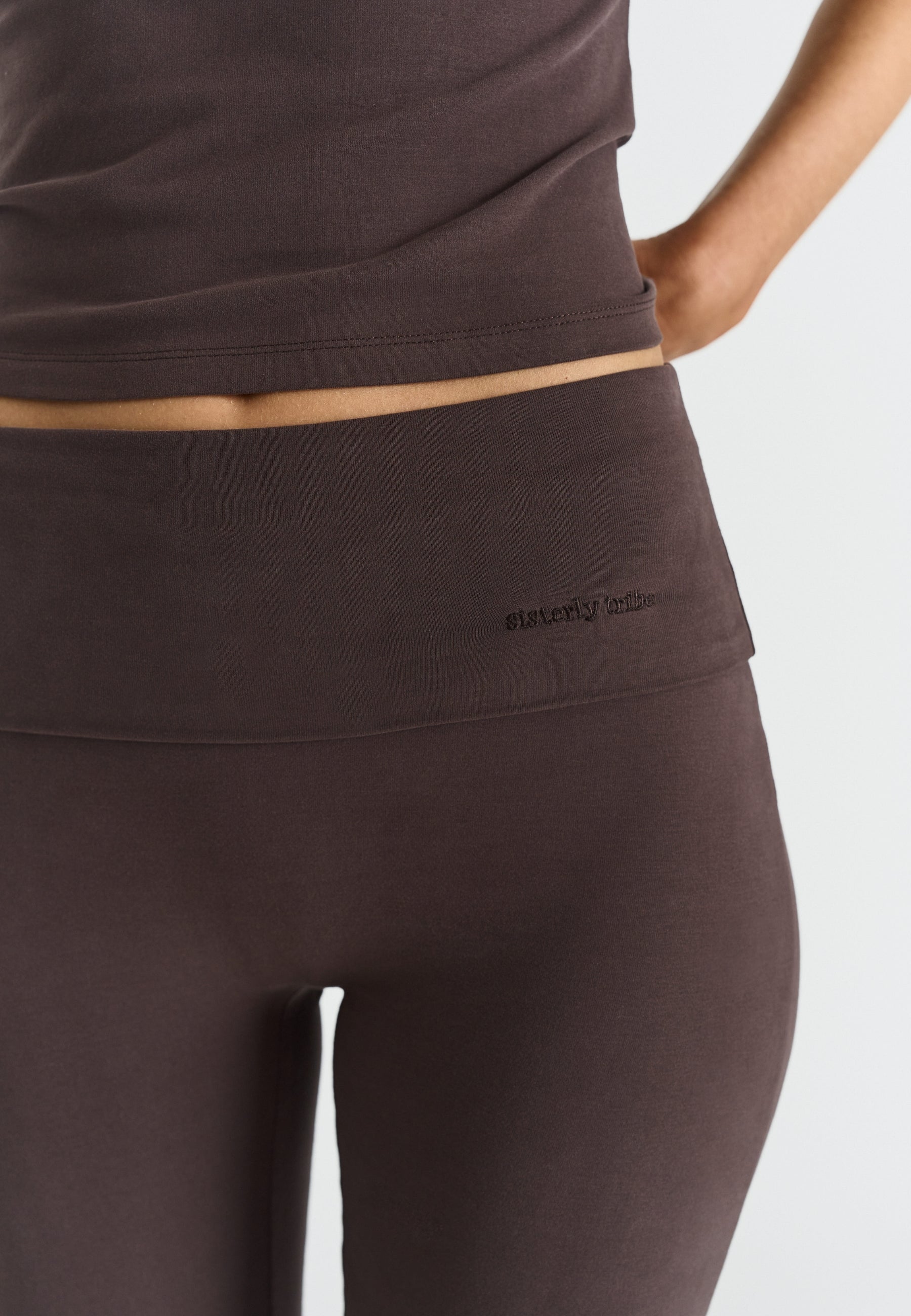 Cosy Soft Cotton Foldover Pants Espresso