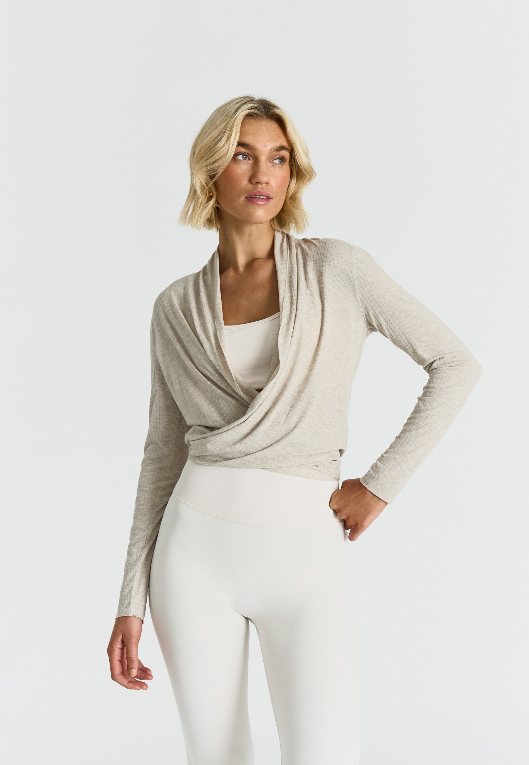 Ribbed Ballet Wrap - Oatmeal