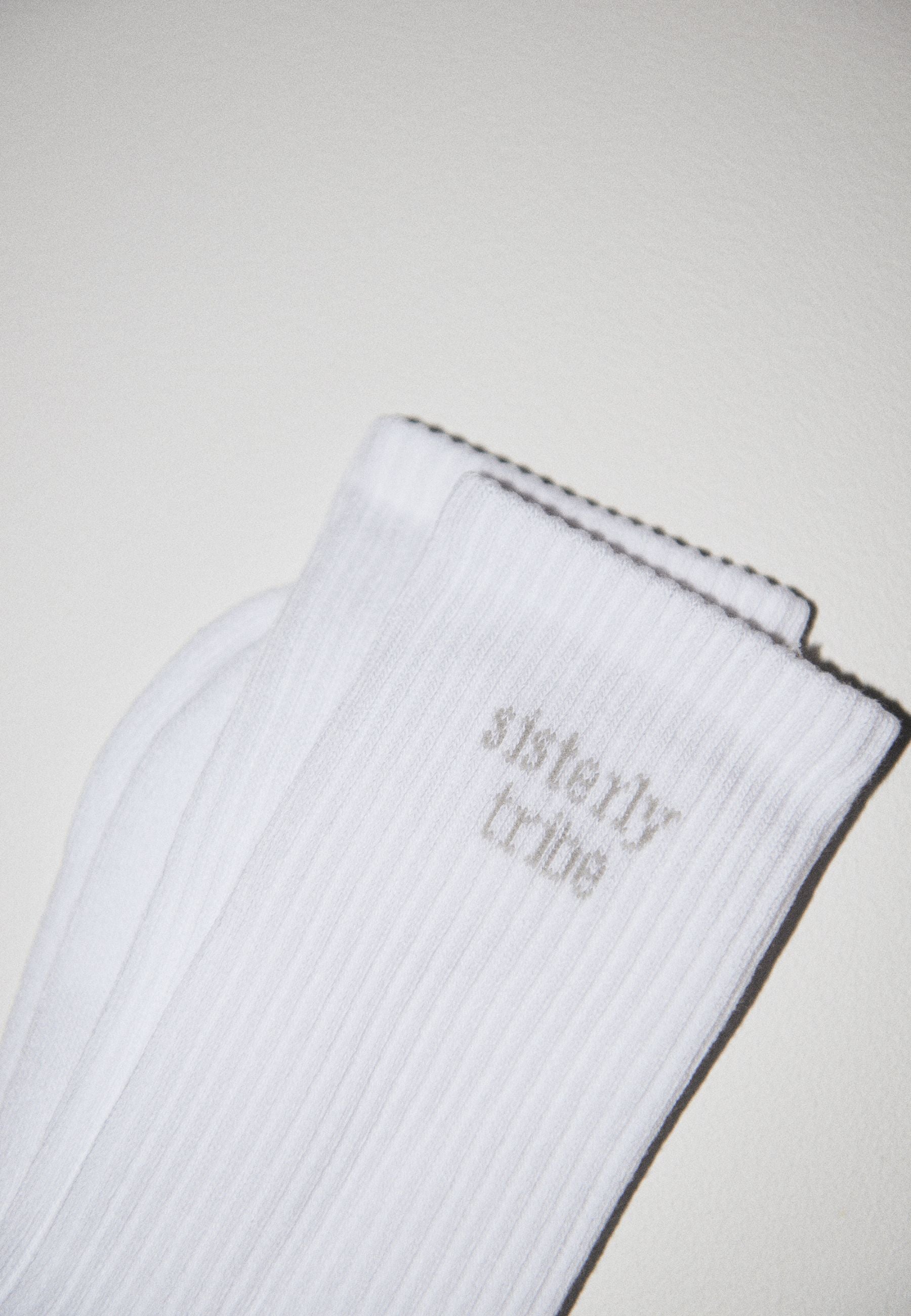 Sisterly Tribe Crew Socks - White/ Grey
