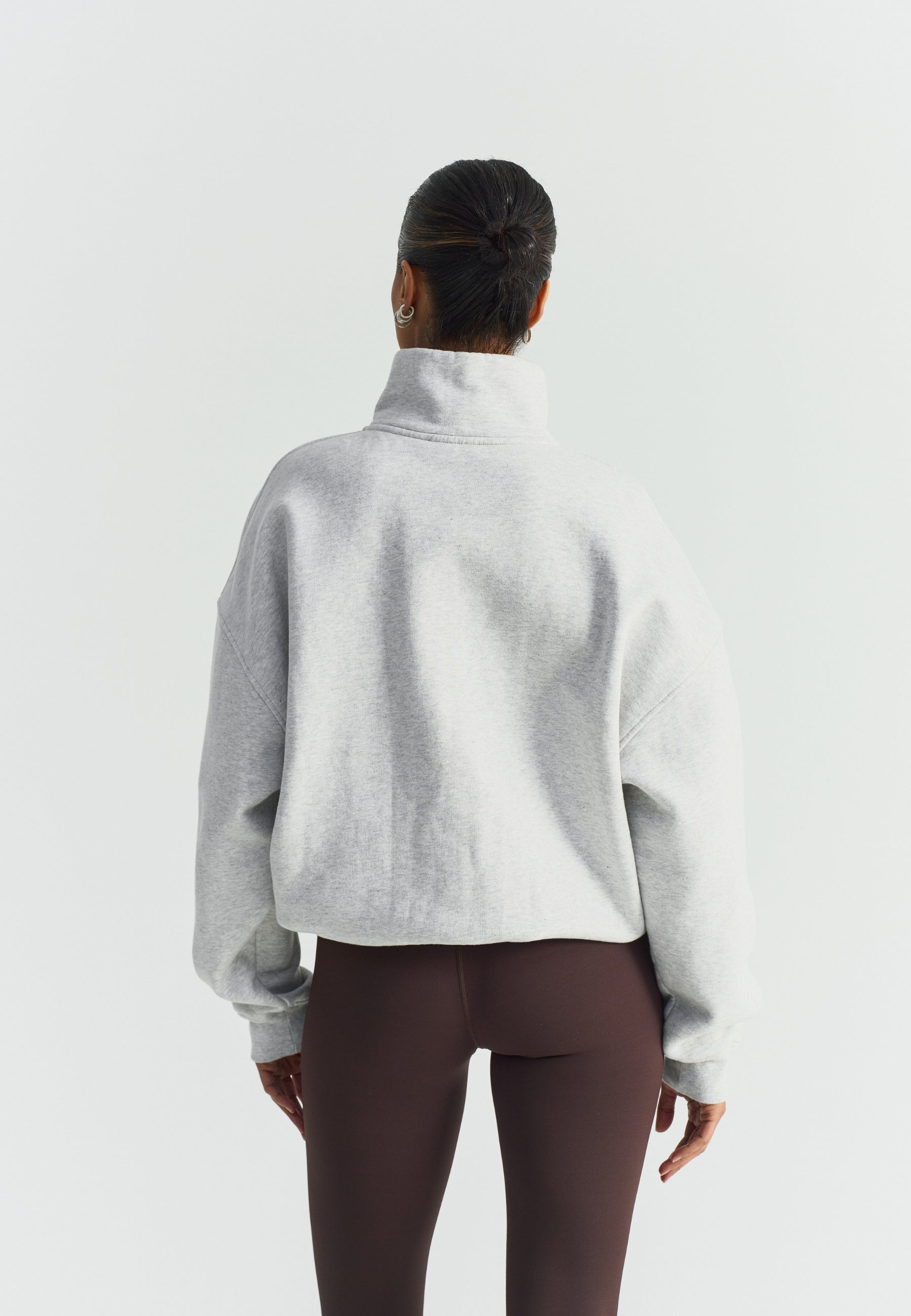 Sisterly Tribe Oversized Half Zip Sweatshirt - Grey Marl