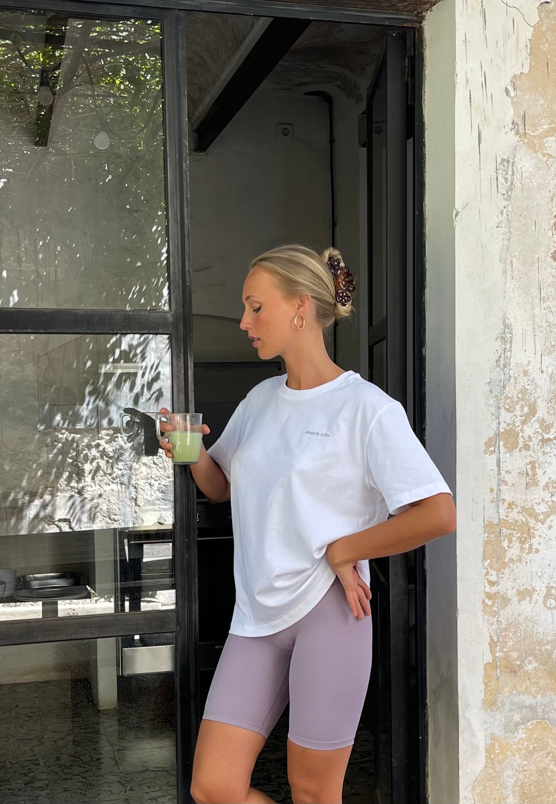 Sisterly Tribe Oversized T-shirt - White/Sage