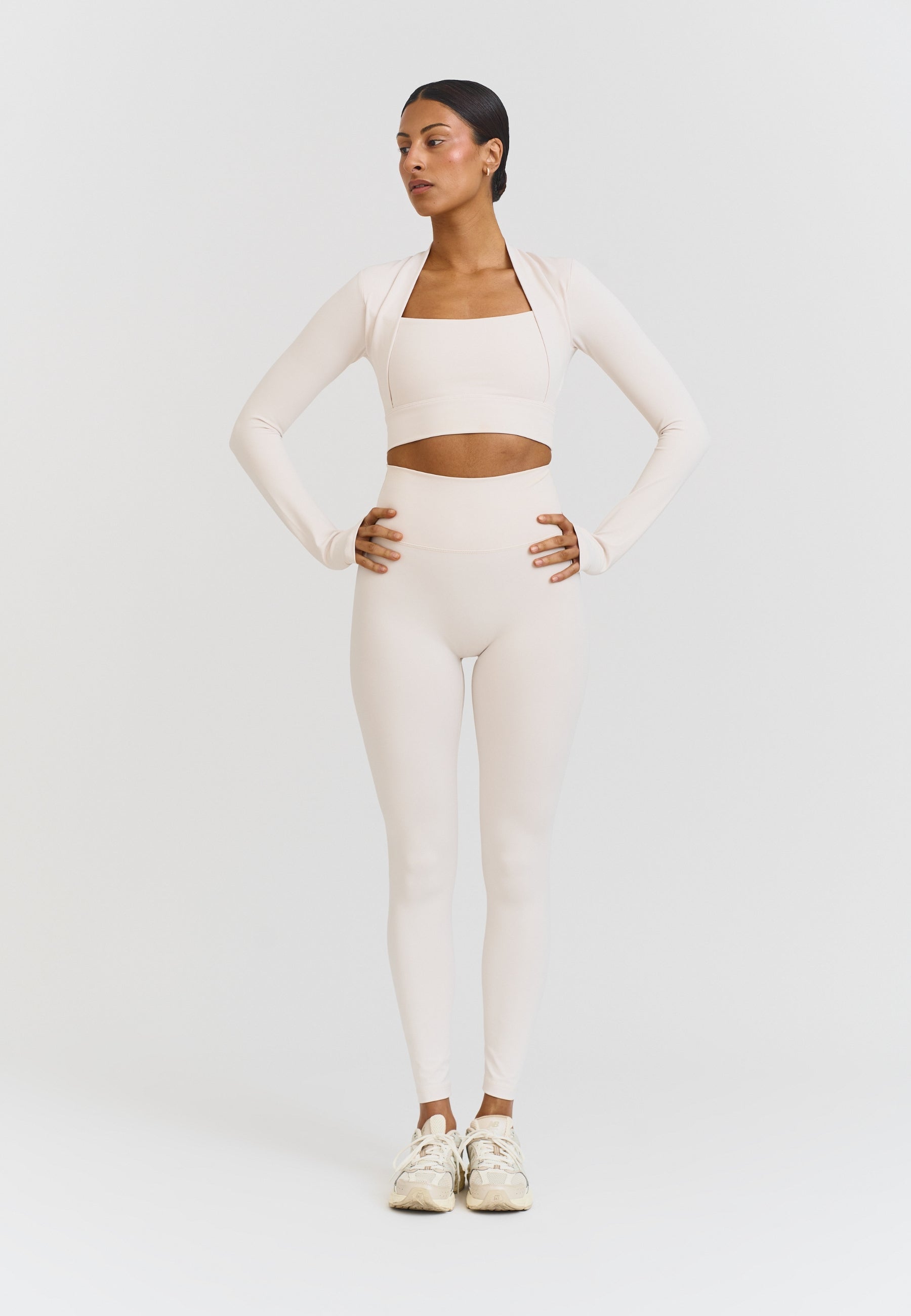 ROBEdeFLEURSGlossy 総レース×バストジップデザインスイムウエア Softsculpt Leggings - Marshmallow