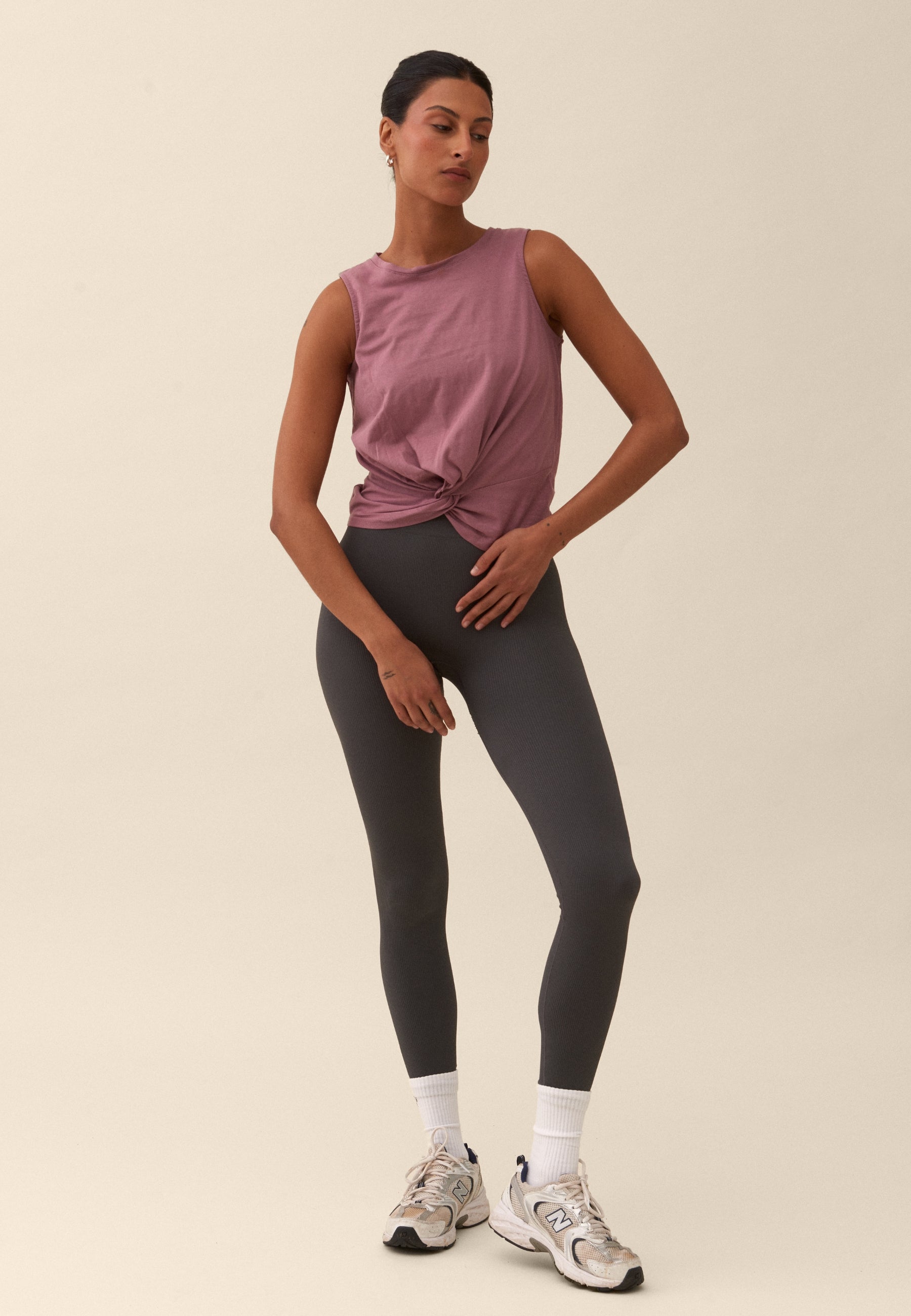 Twisted Front Knot Top - Rose