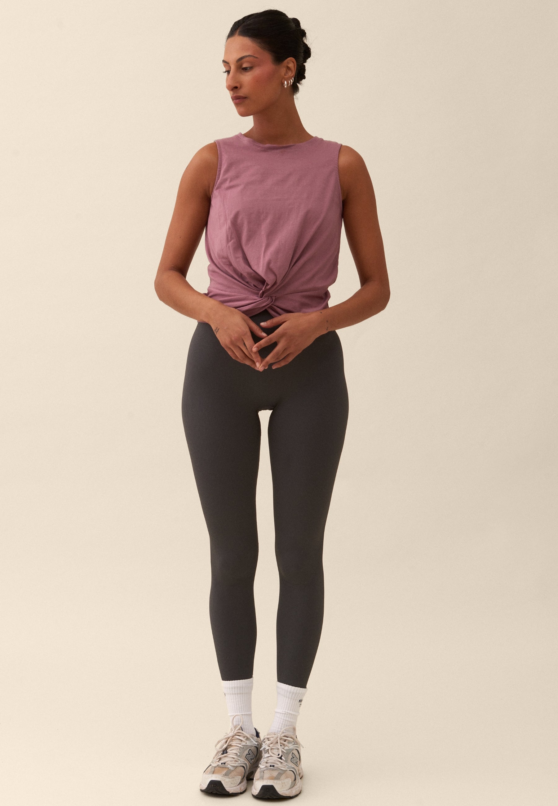 Twisted Front Knot Top - Rose
