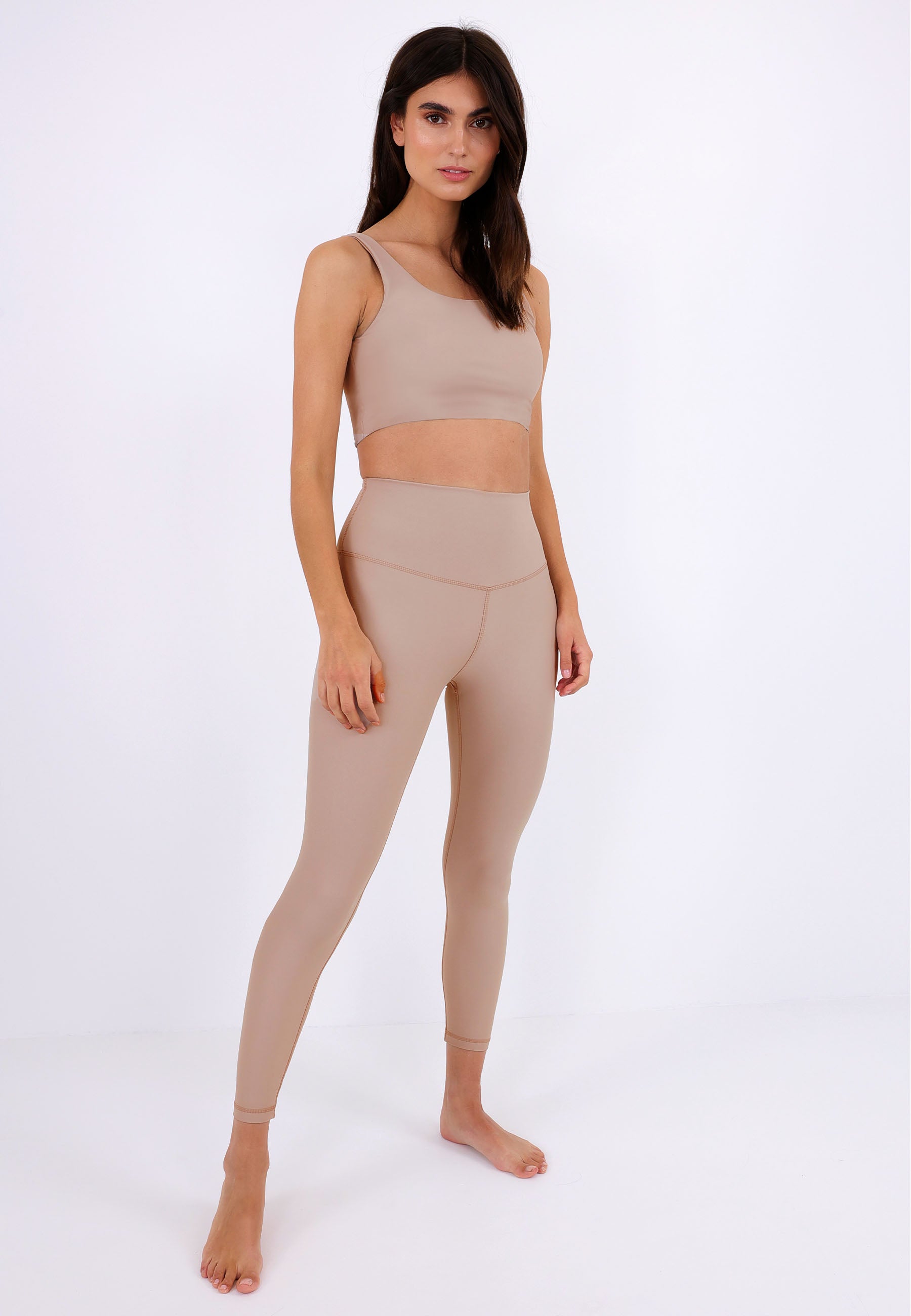 Sisterly Tribe - Midi Scoop Bra Taupe. Light to medium support, Feminine and minimalistic design, Buttery Soft & light, matte fabric.