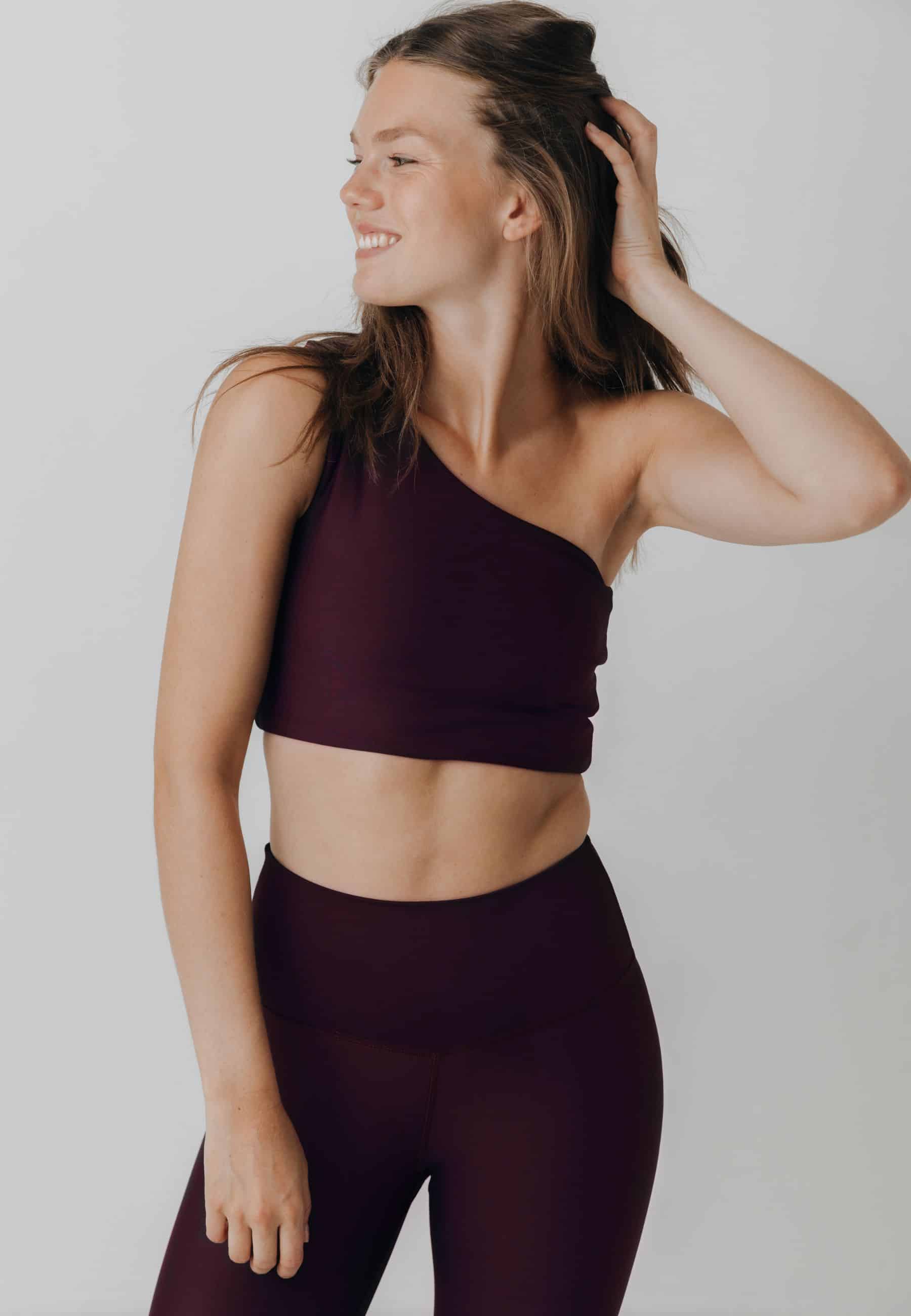 Sisterly Tribe - One Shoulder Top Winter Bloom. One Shoulder design, Light to medium support, Buttery Soft & light, matte fabric.