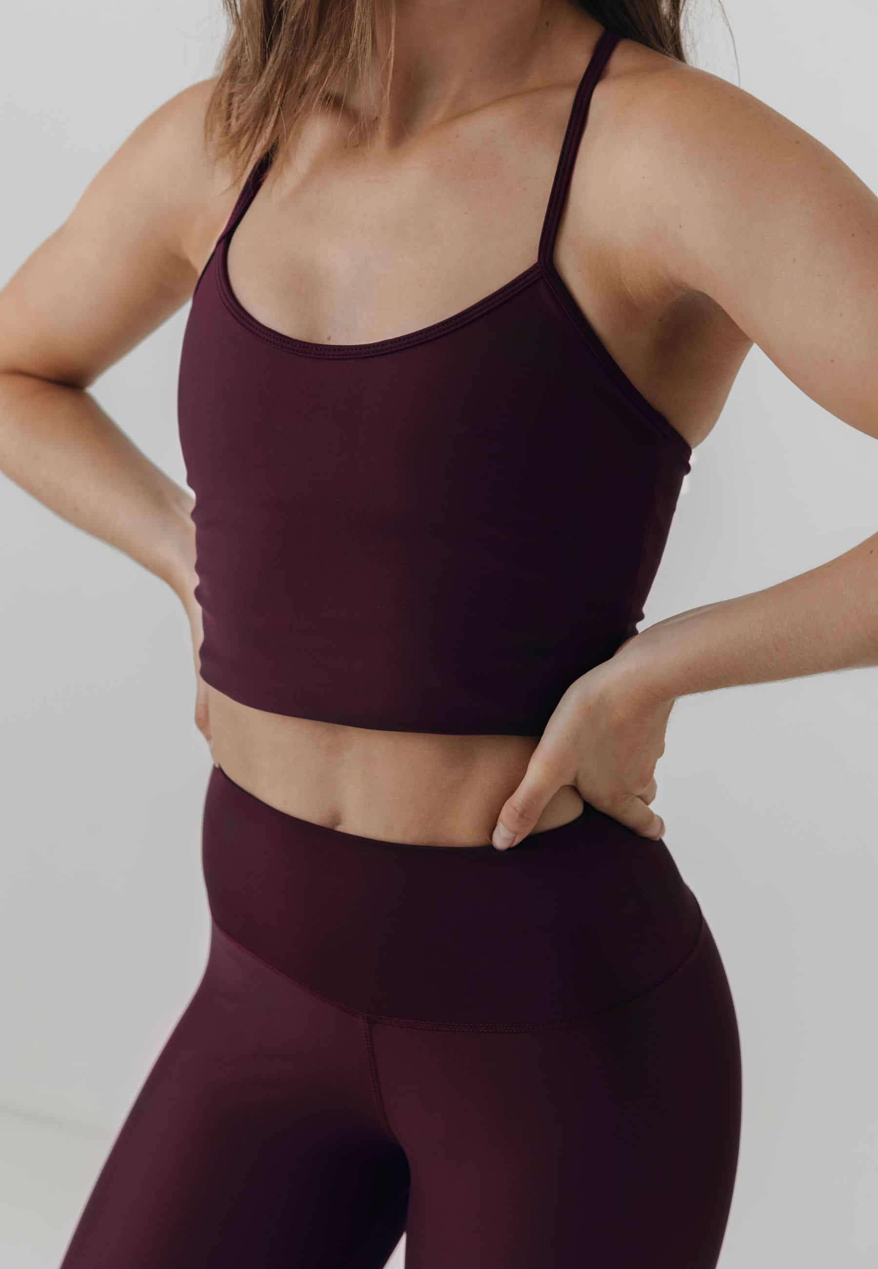 Sisterly Tribe - Yoga Singlet Top Winter Bloom. Light support, Thin shoulder strap, minimalistic design, Buttery Soft and light, matte fabric.