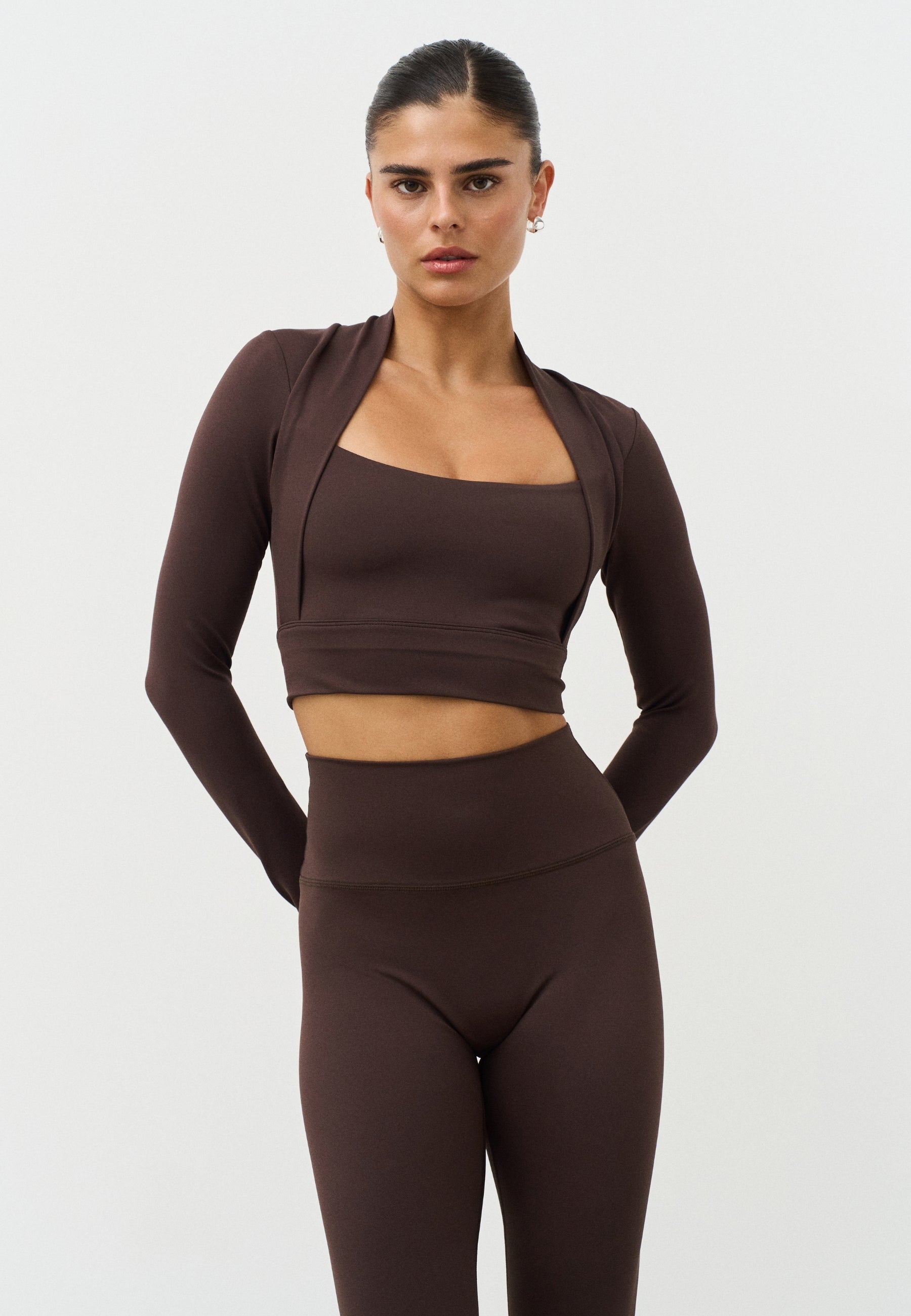 Softsculpt Bolero Long Sleeve Top - Espresso