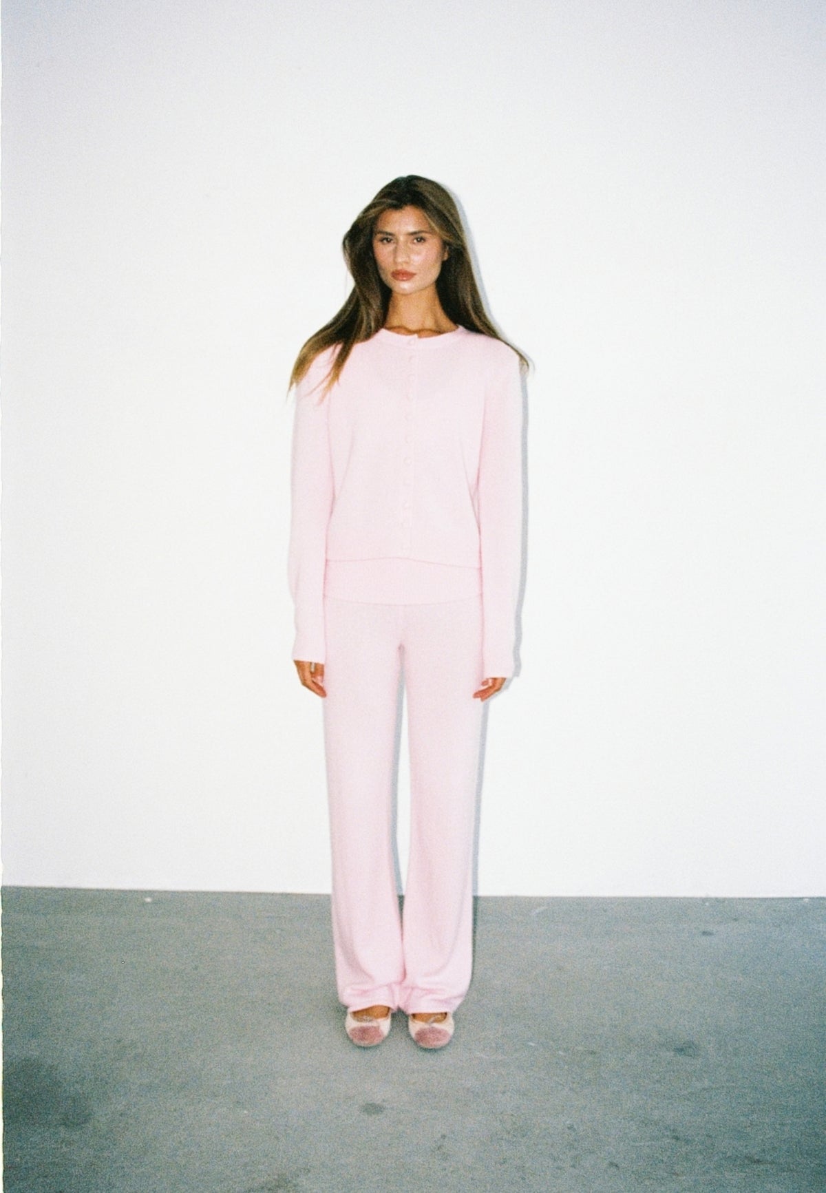 Cashmere Foldover Pants - Soft Pink
