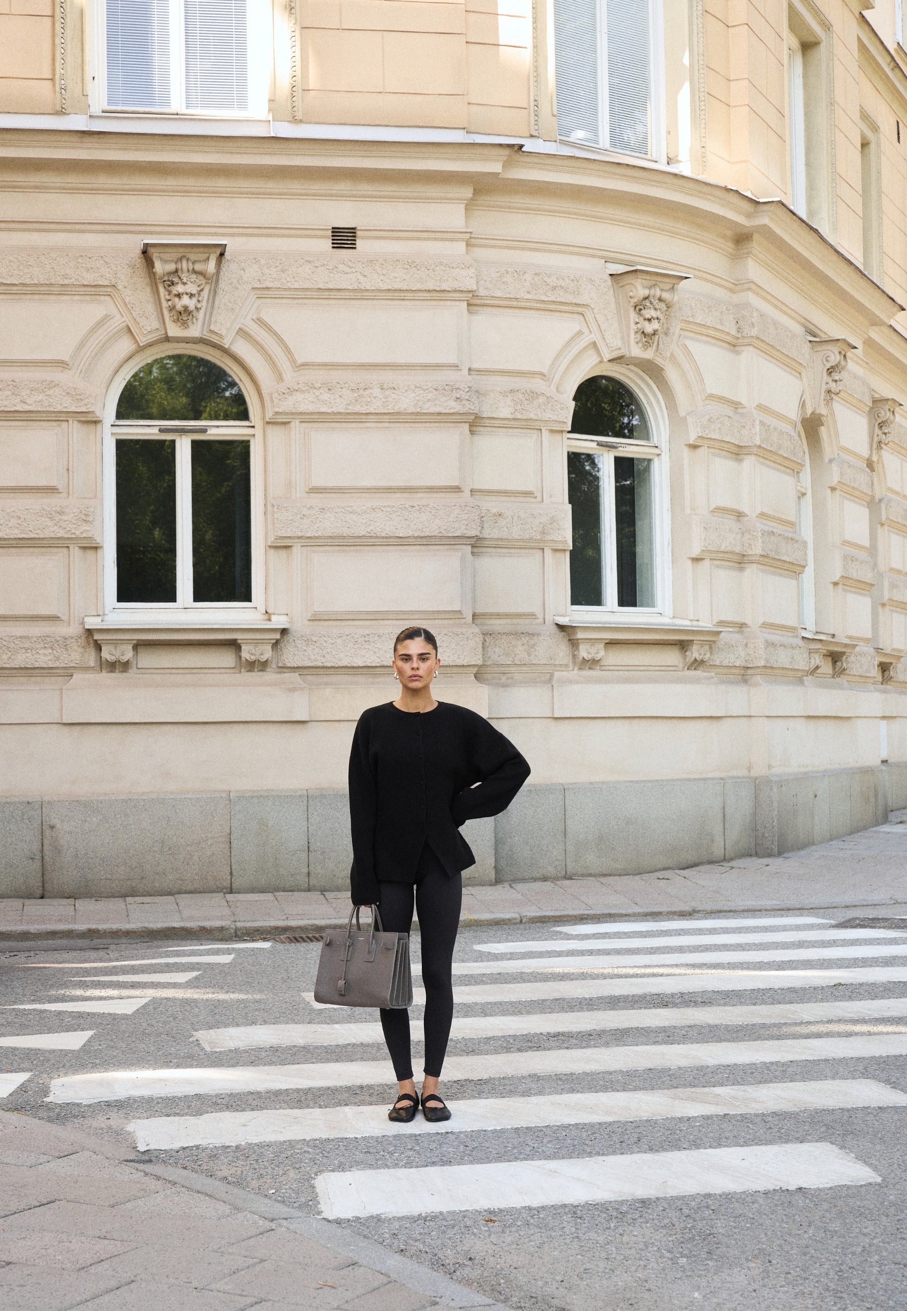 Cinched Merino Wool Cardigan - Black