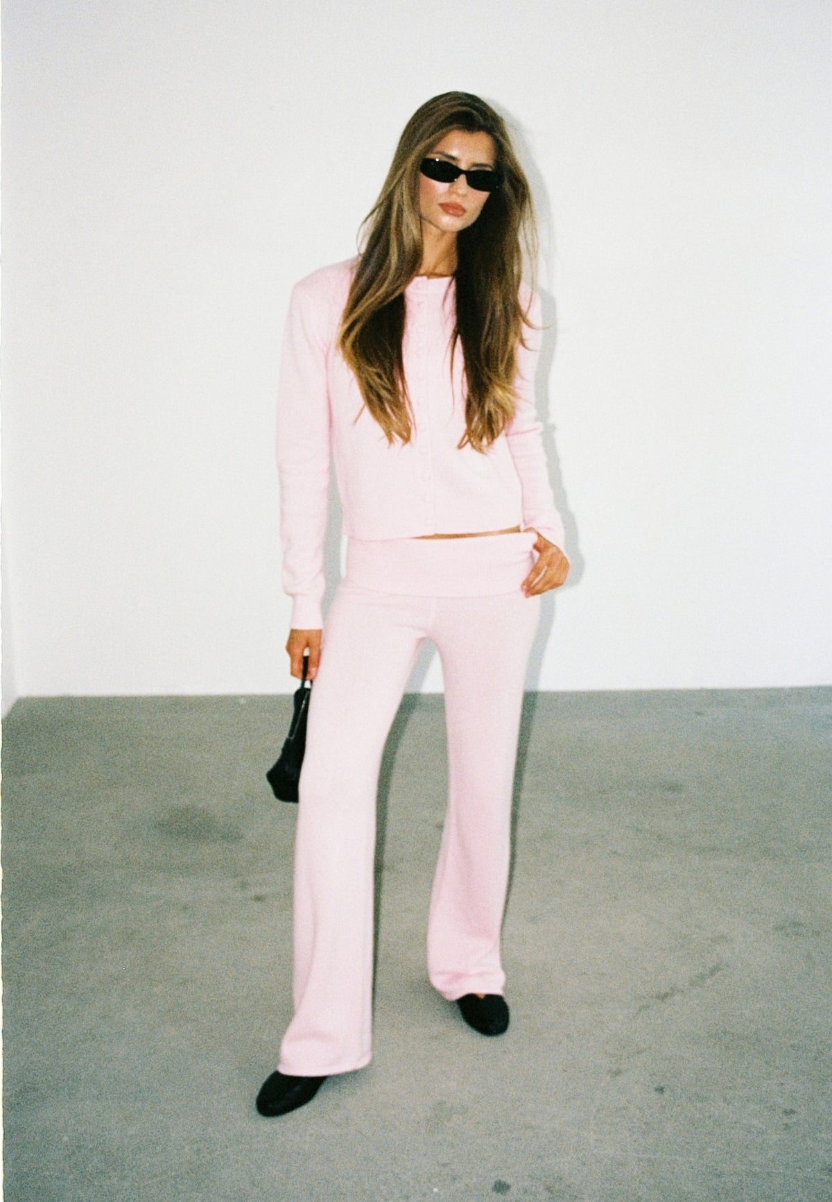 Cashmere Foldover Pants - Soft Pink