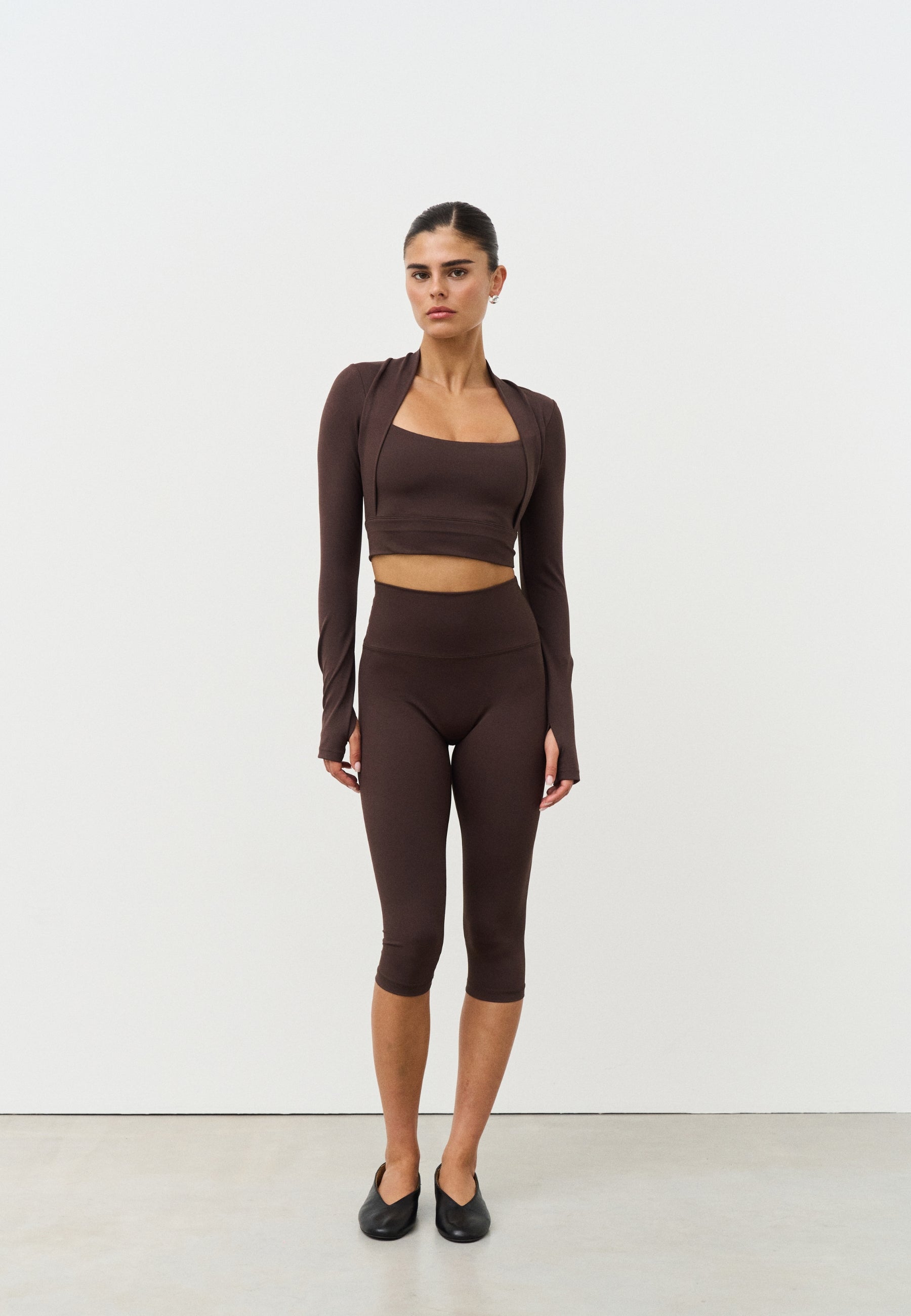 Softsculpt Bolero Long Sleeve Top - Espresso