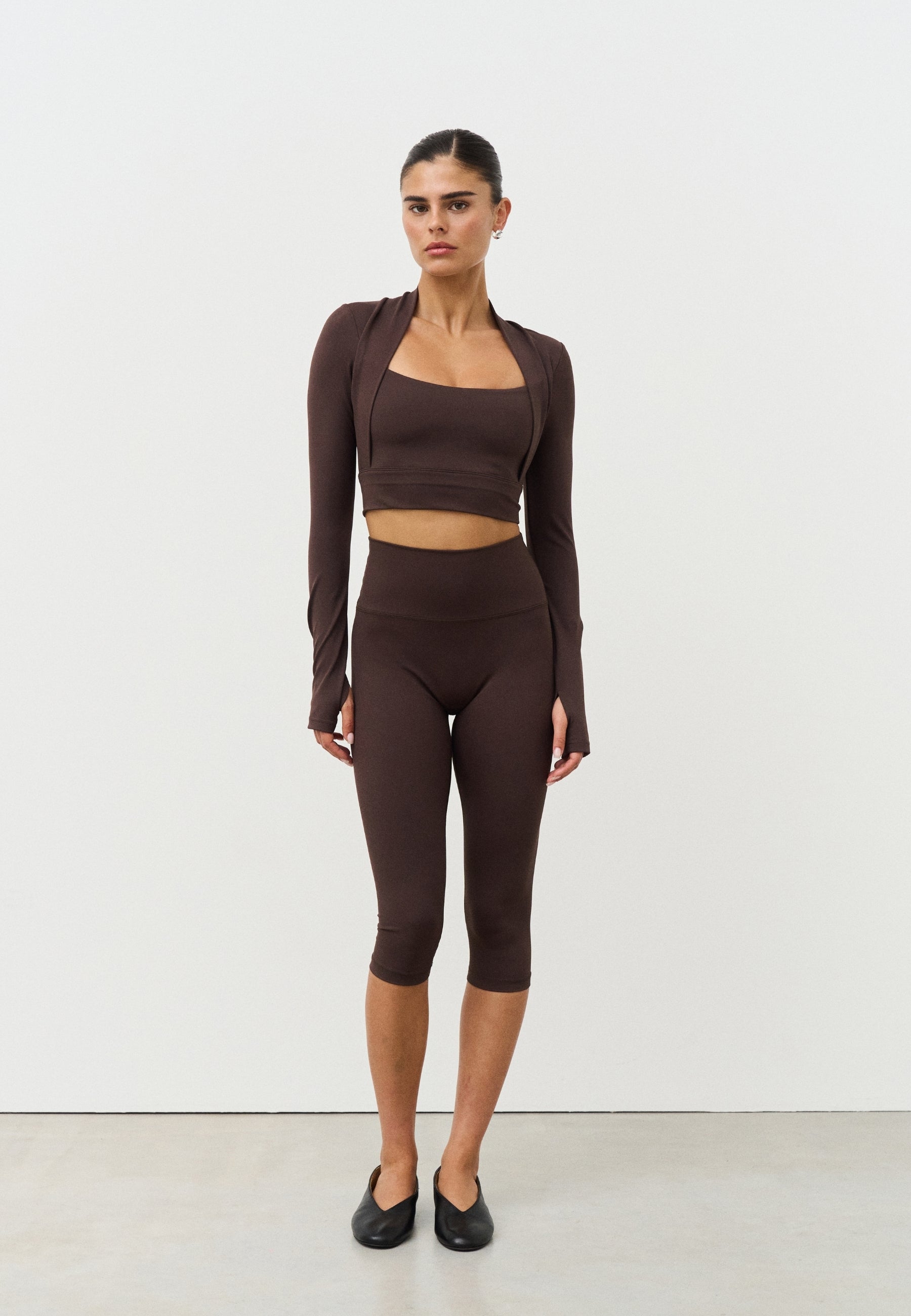 Softsculpt Bolero Long Sleeve Top - Espresso