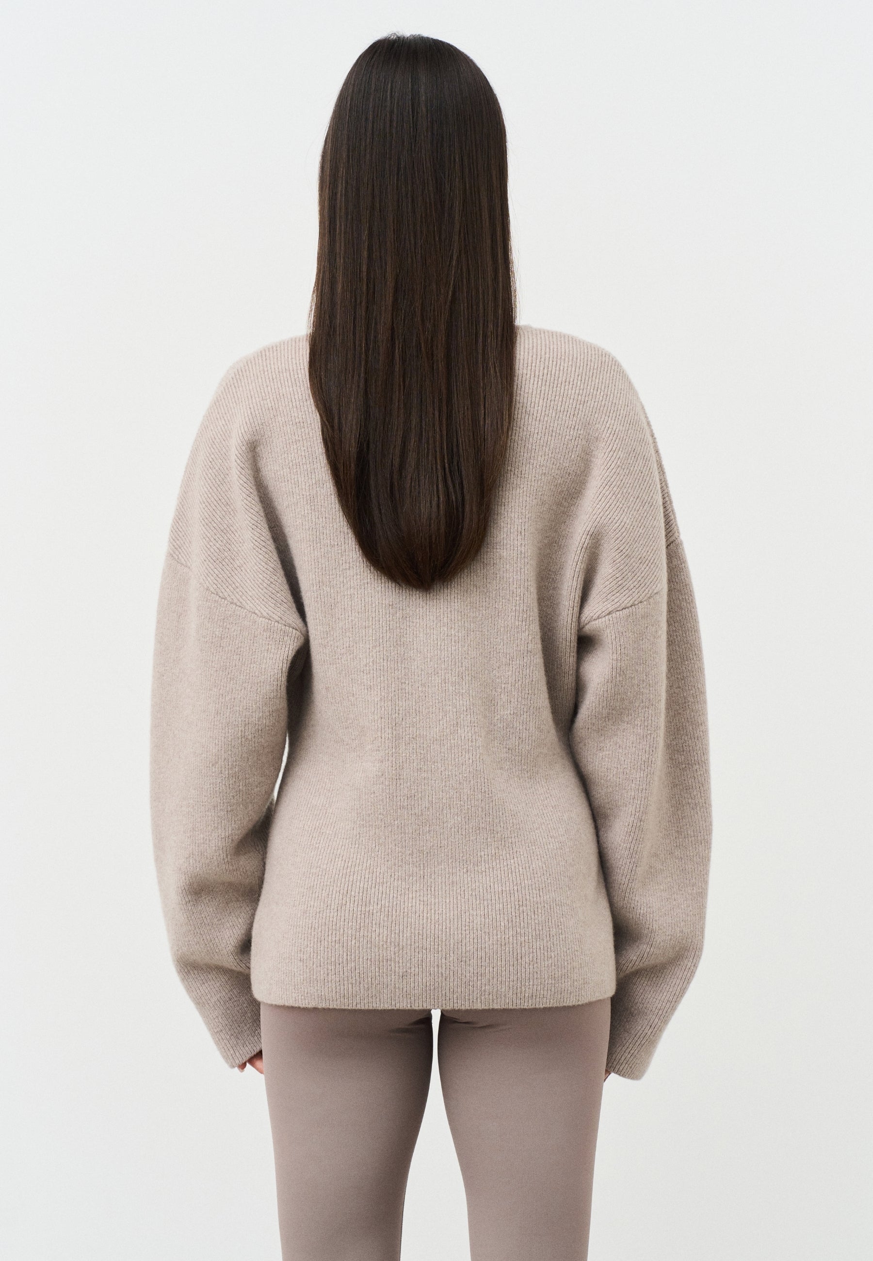 Cinched Merino Wool Cardigan - Light Pebble