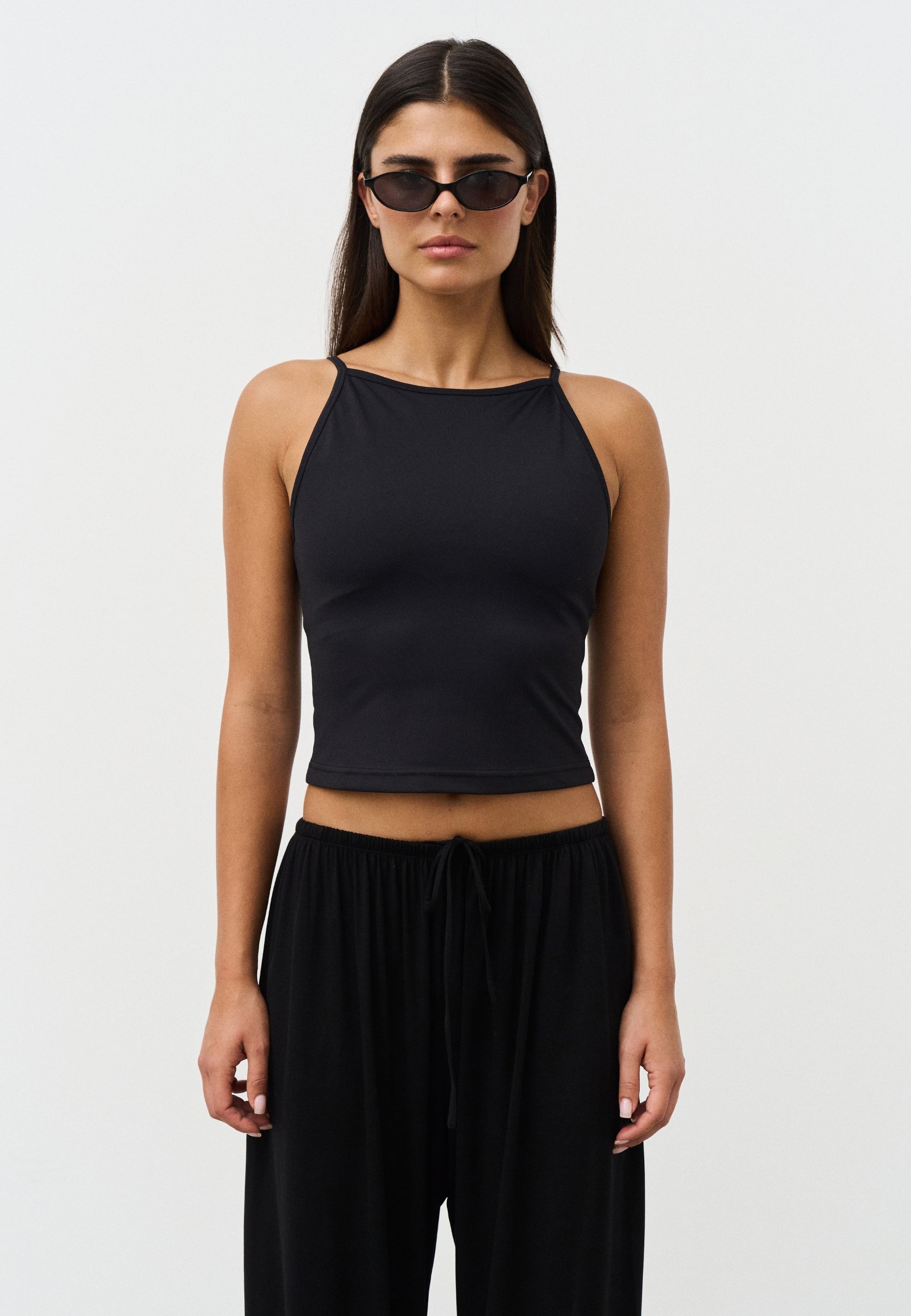 Softsculpt High Neck Top - Black