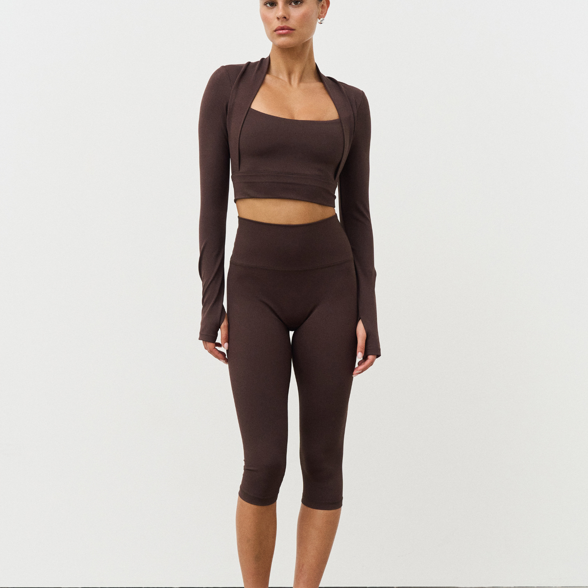Softsculpt Bolero Long Sleeve Top - Espresso