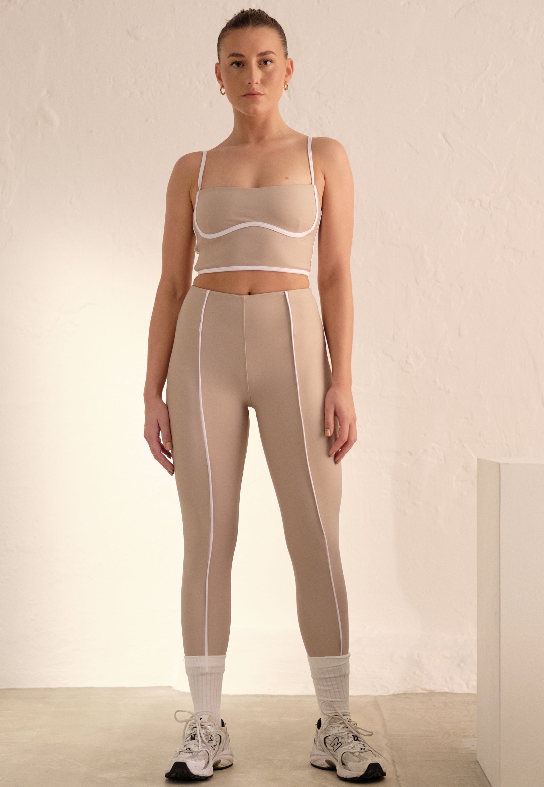 Piping Detail Leggings - Taupe