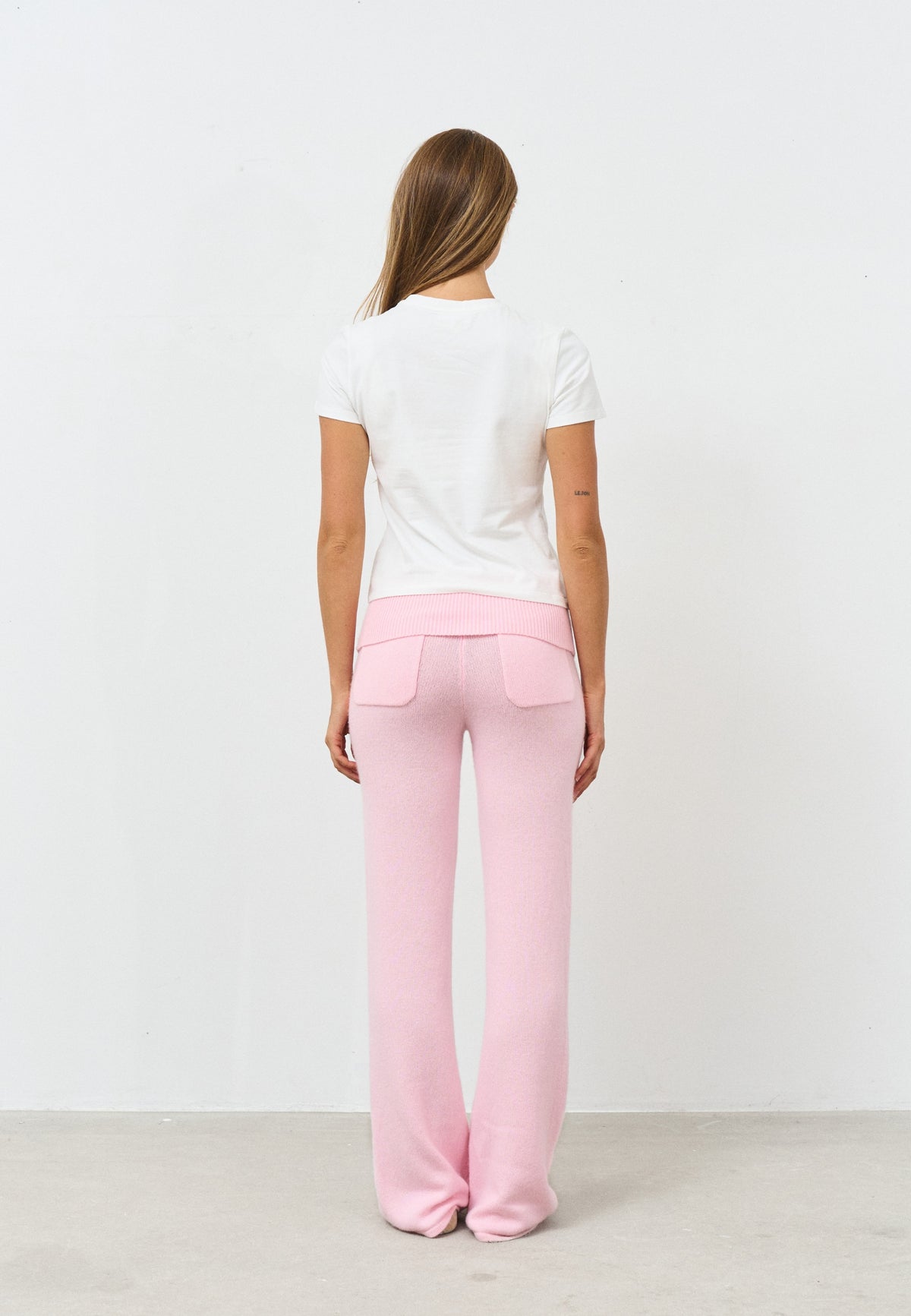 Cashmere Foldover Pants - Soft Pink