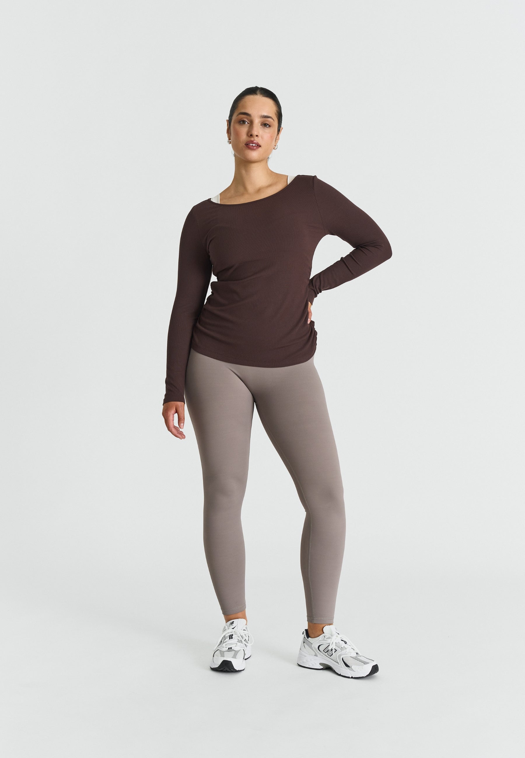 Ribbed Long Sleeve Top - Espresso