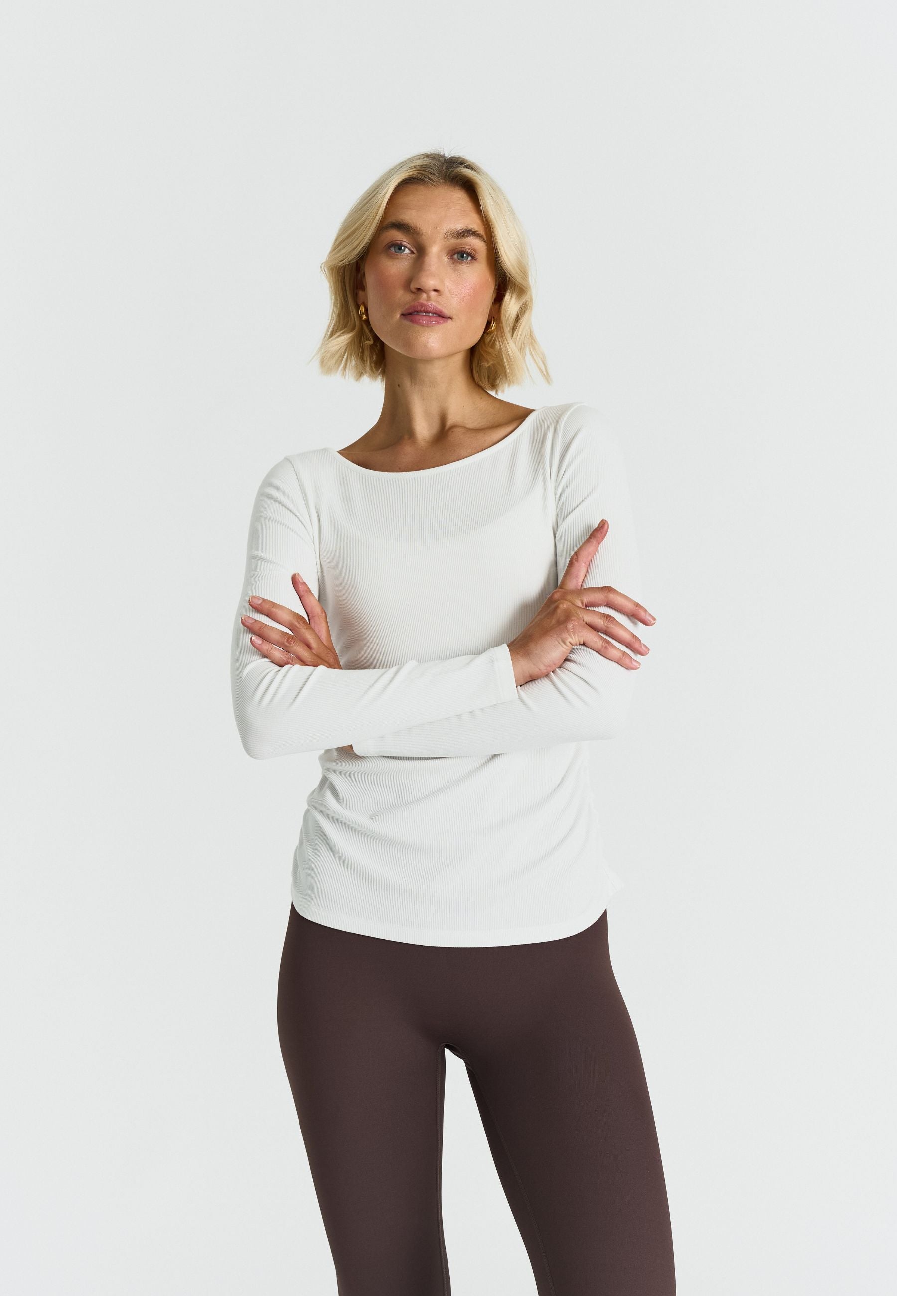 Ribbed Long Sleeve Top - Off White