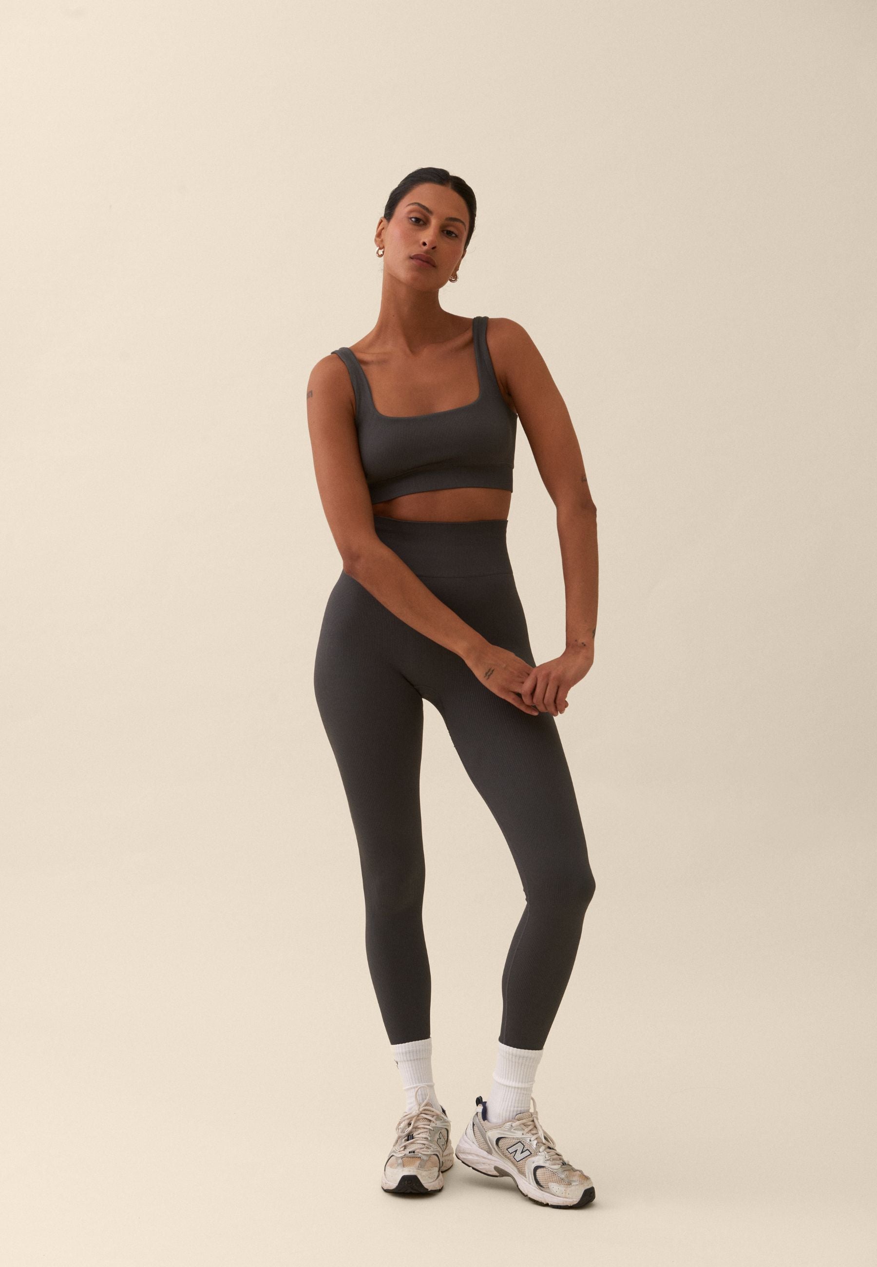 Ribbed Seamless Leggings - Asphalt Grey