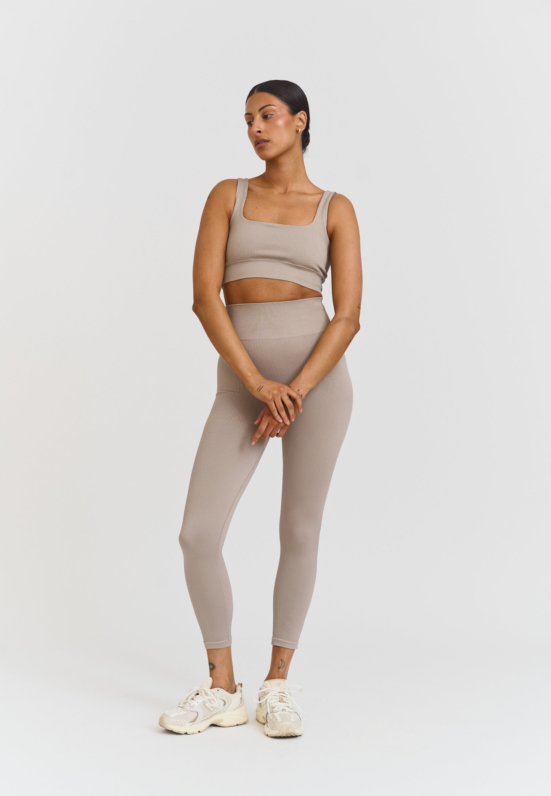 Ribbed Seamless Leggings - Cappuccino