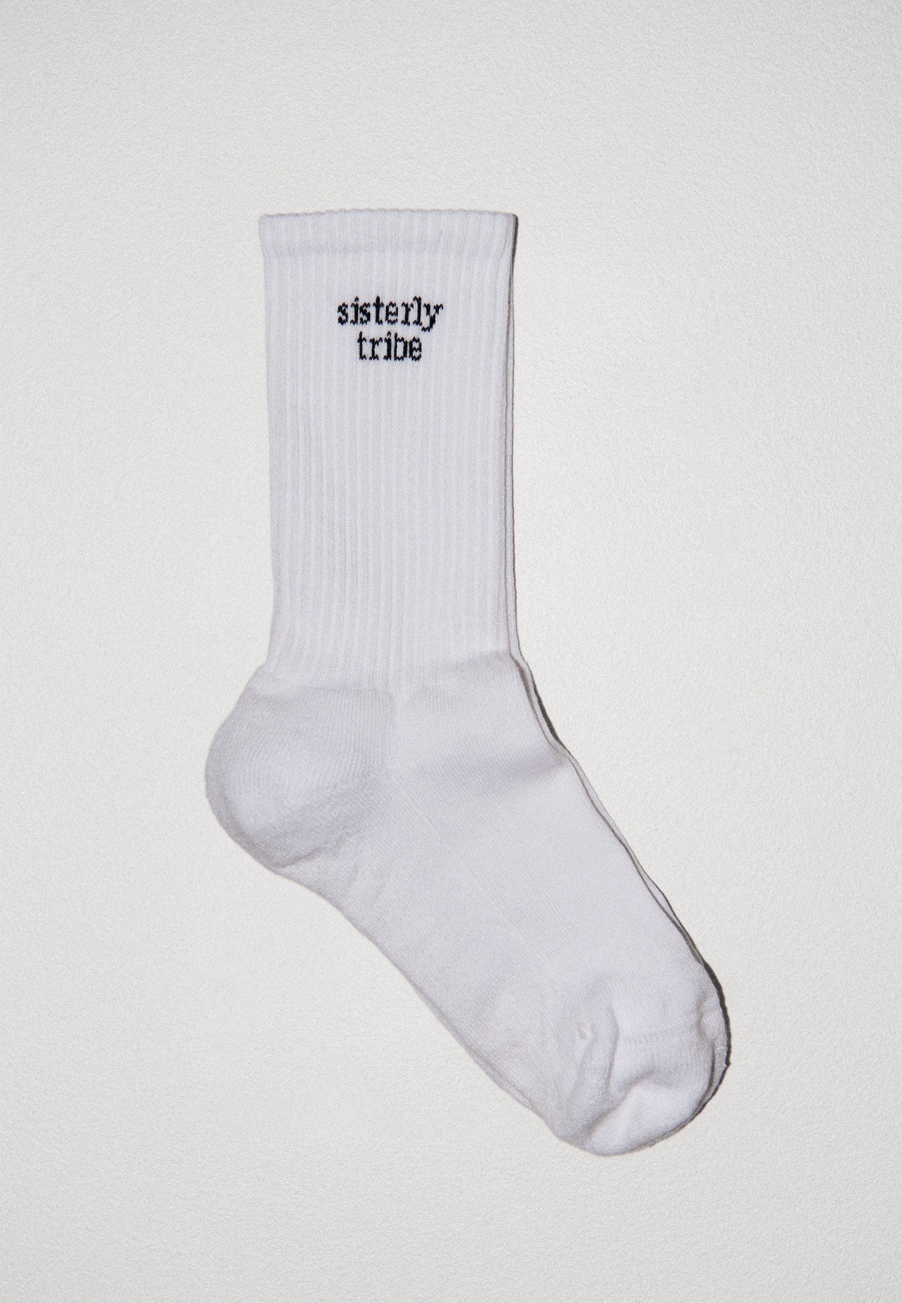 Sisterly Tribe Crew Socks - White/ Black