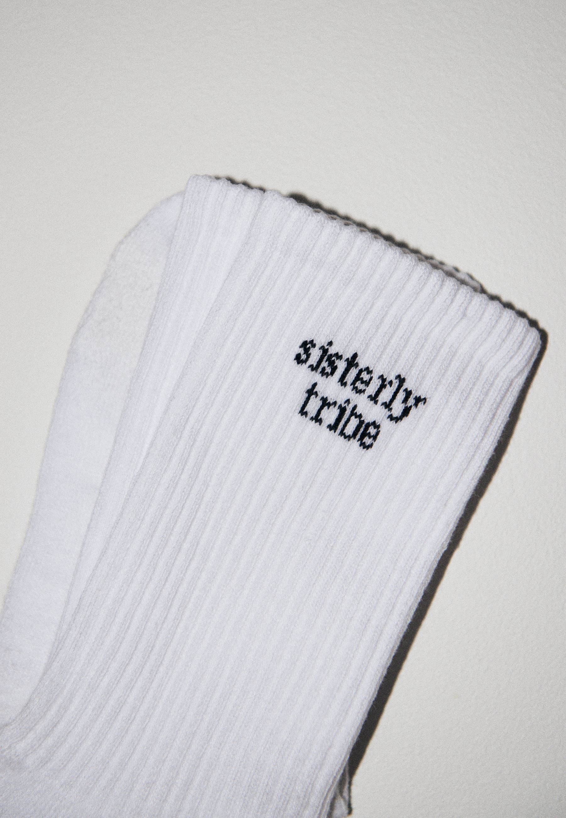 Sisterly Tribe Crew Socks - White/ Black