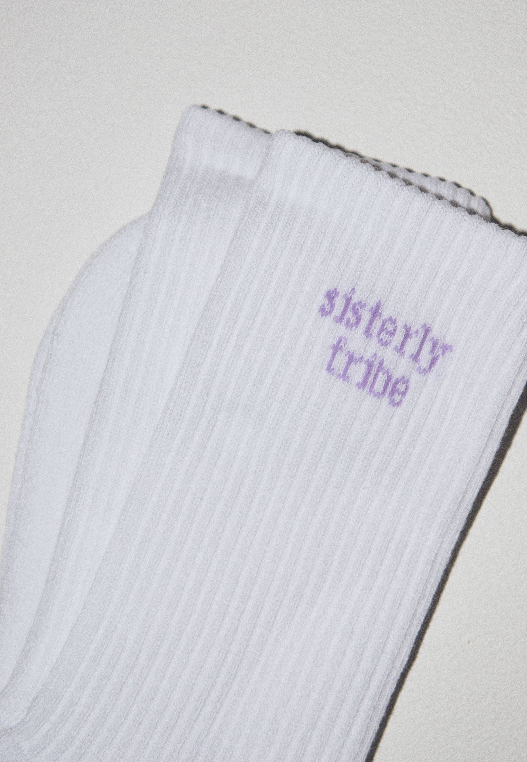 Sisterly Tribe Crew Socks - White/ Lavender