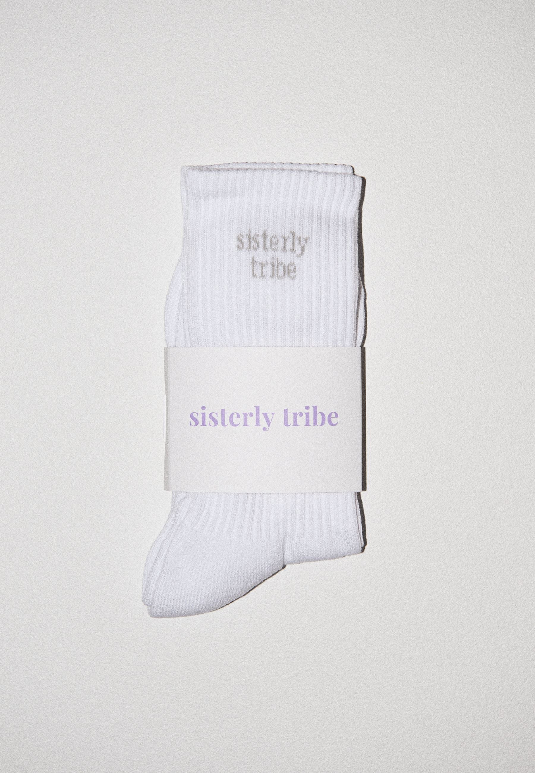 Sisterly Tribe Crew Socks - White/ Grey