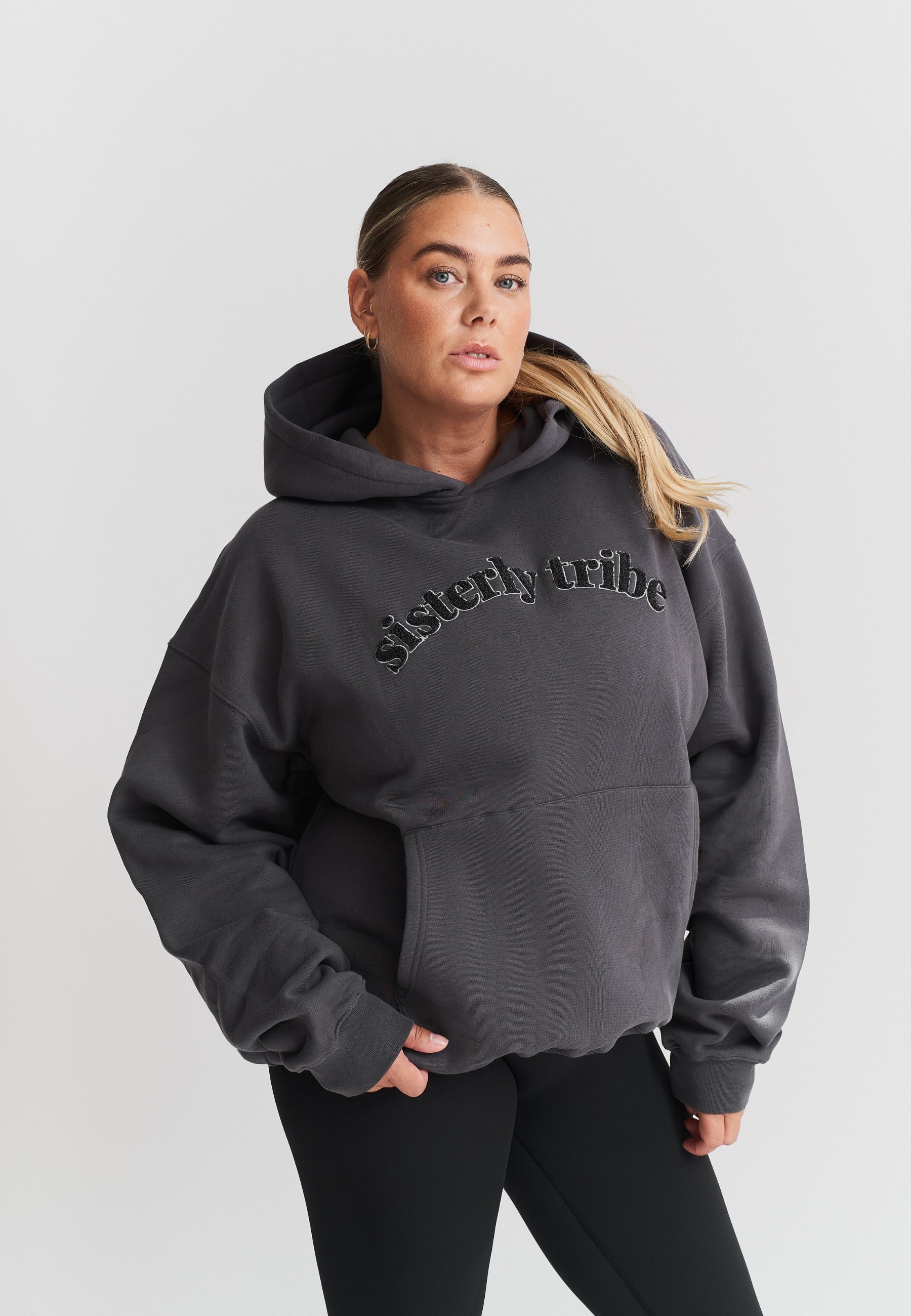 Sisterly Tribe Hoodie - Asphalt Grey