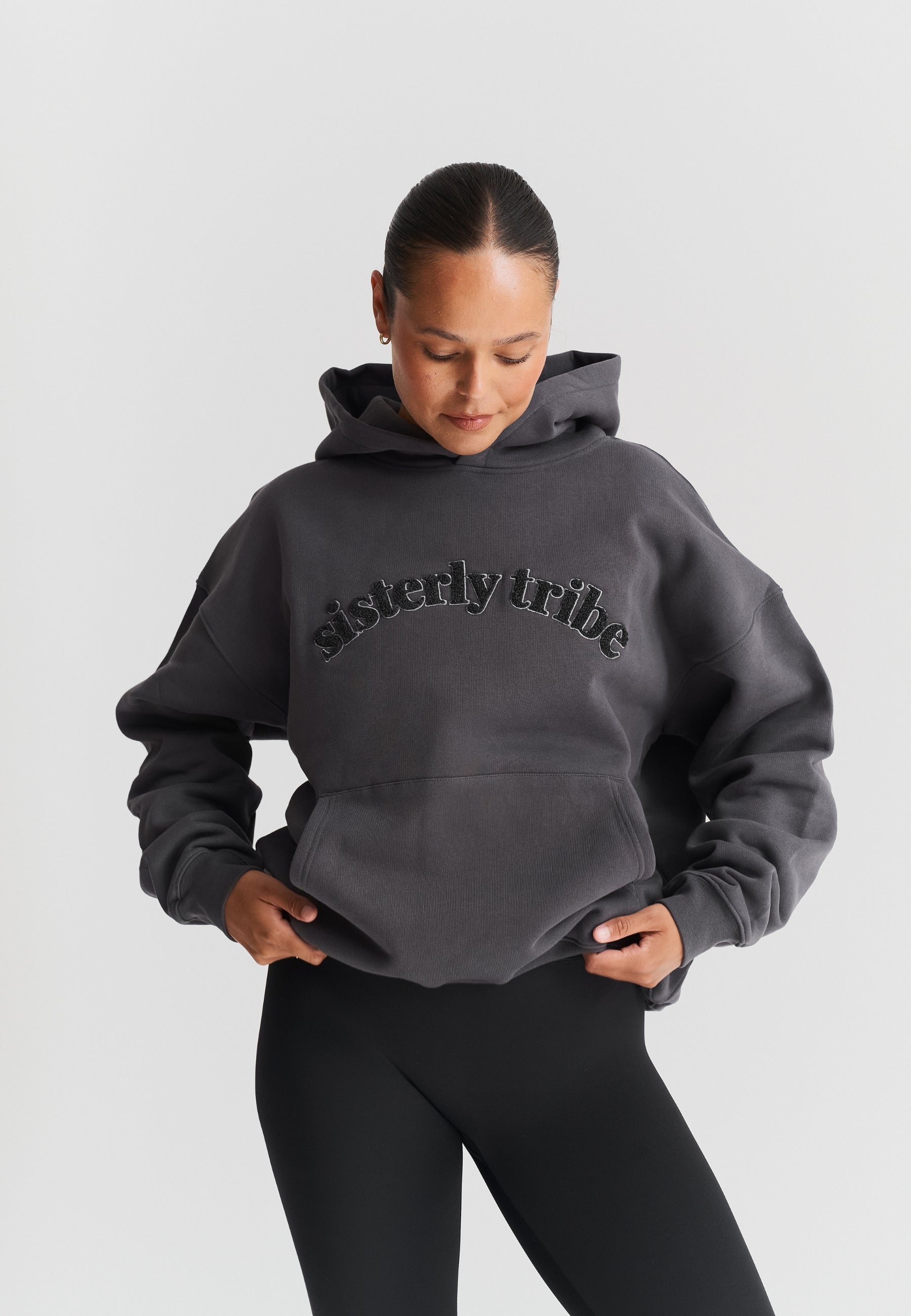 Sisterly Tribe Hoodie - Asphalt Grey