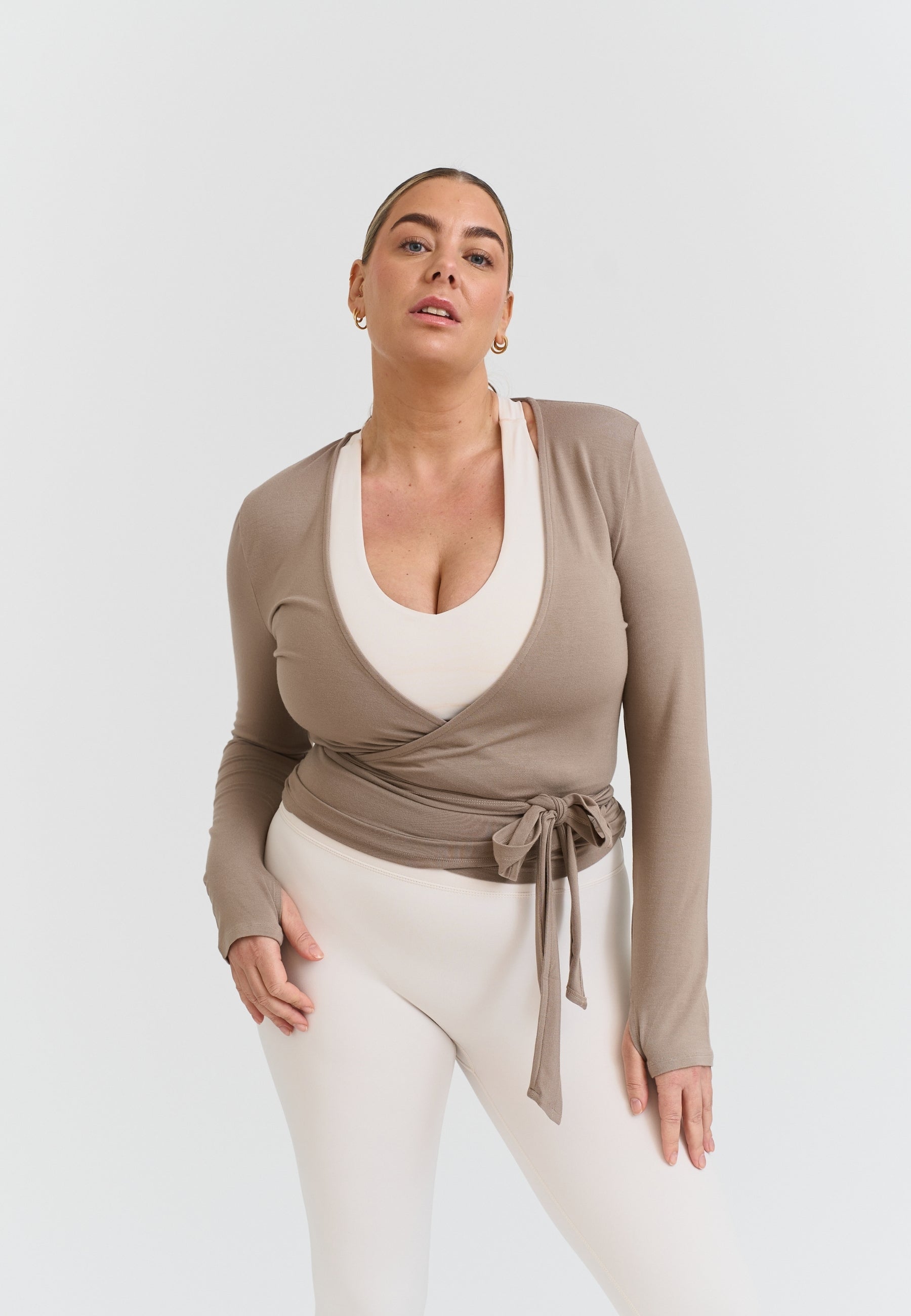 Soft Ballet Wrap Top Clay