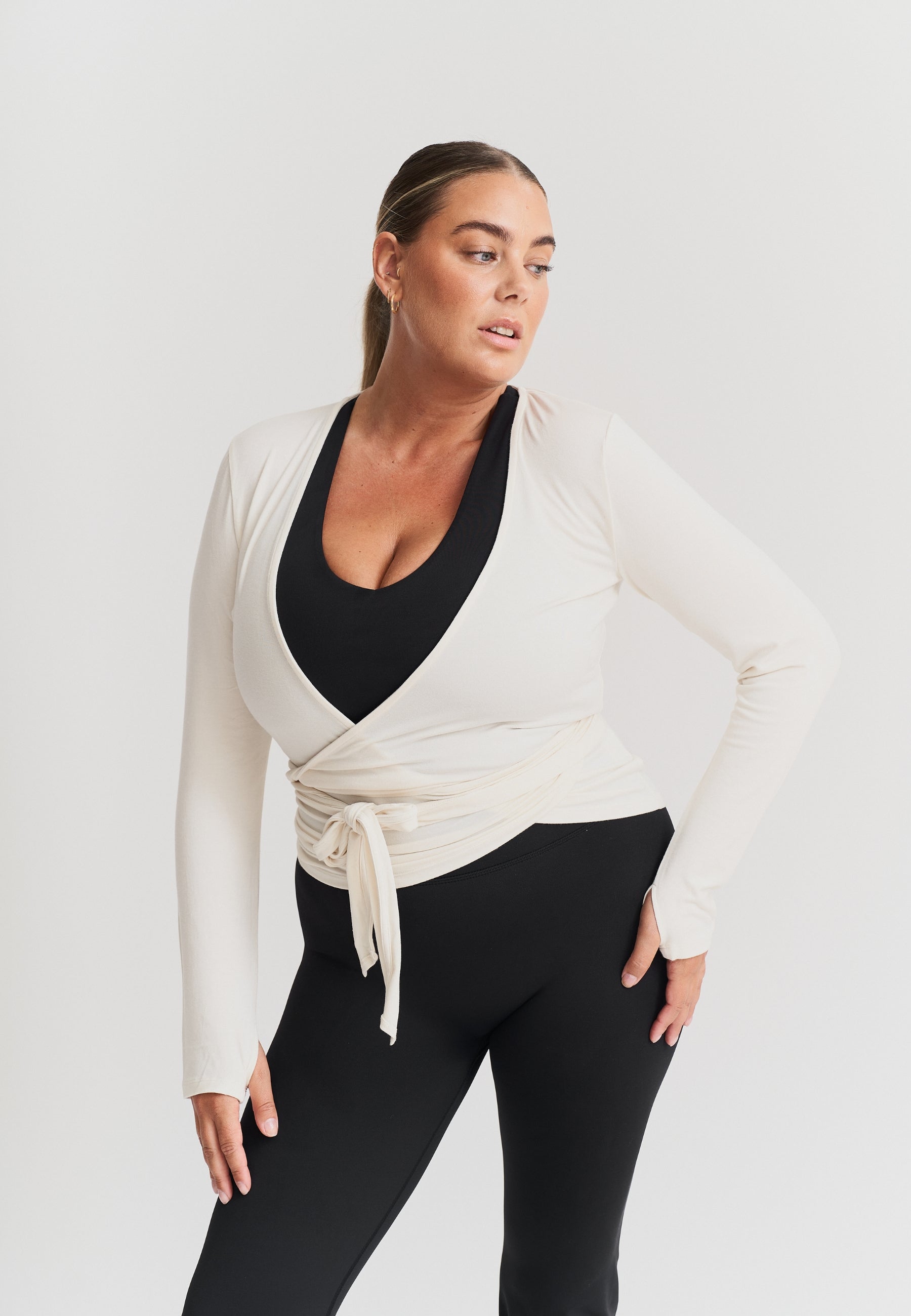 Soft Ballet Wrap Top - Off White