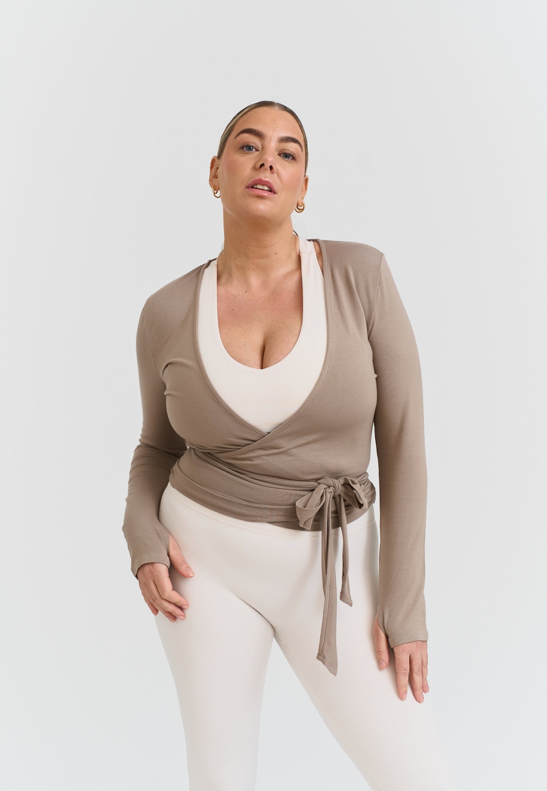 Soft Ballet Wrap Top - Clay