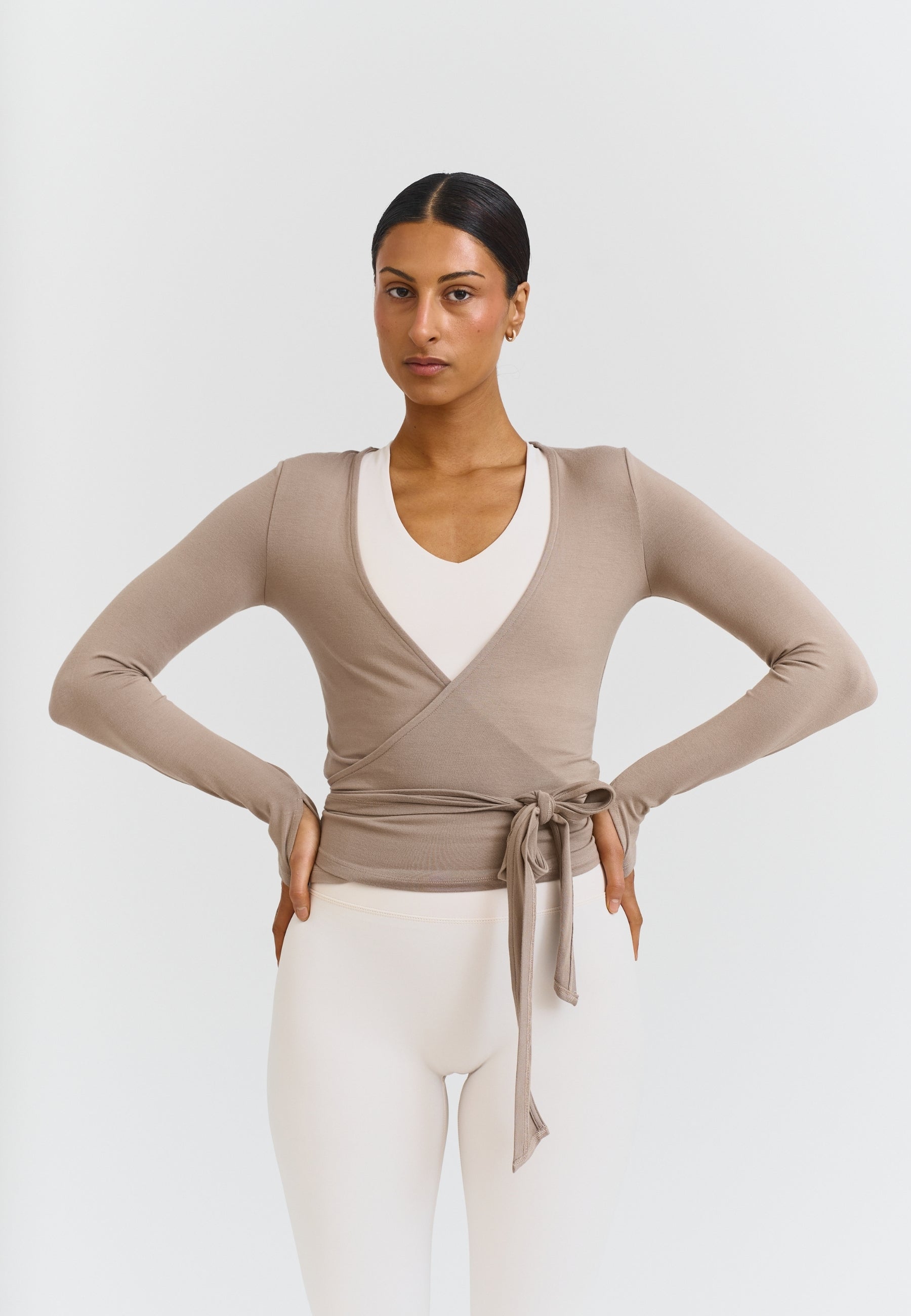 Soft Ballet Wrap Top - Clay