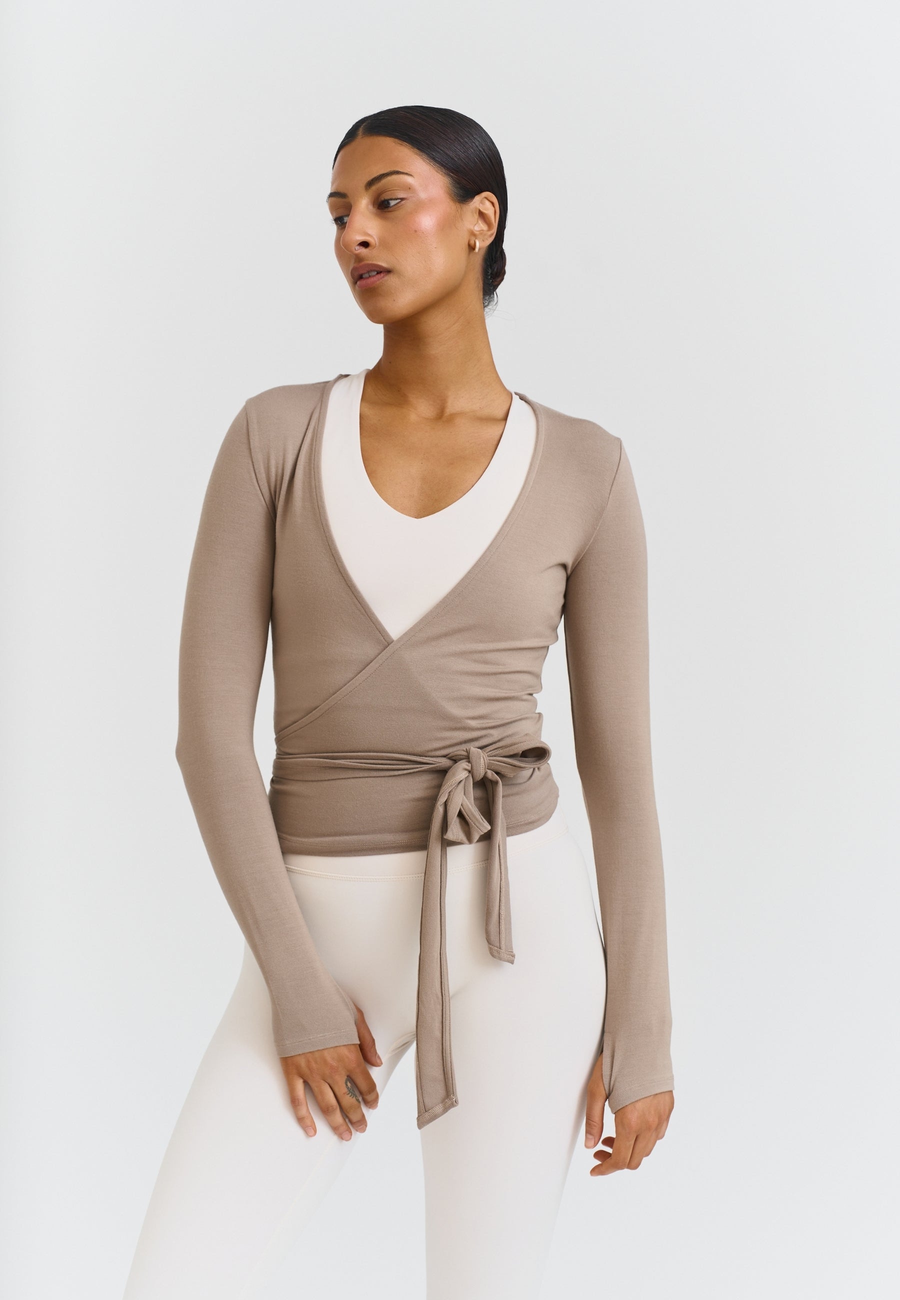 Soft Ballet Wrap Top - Clay