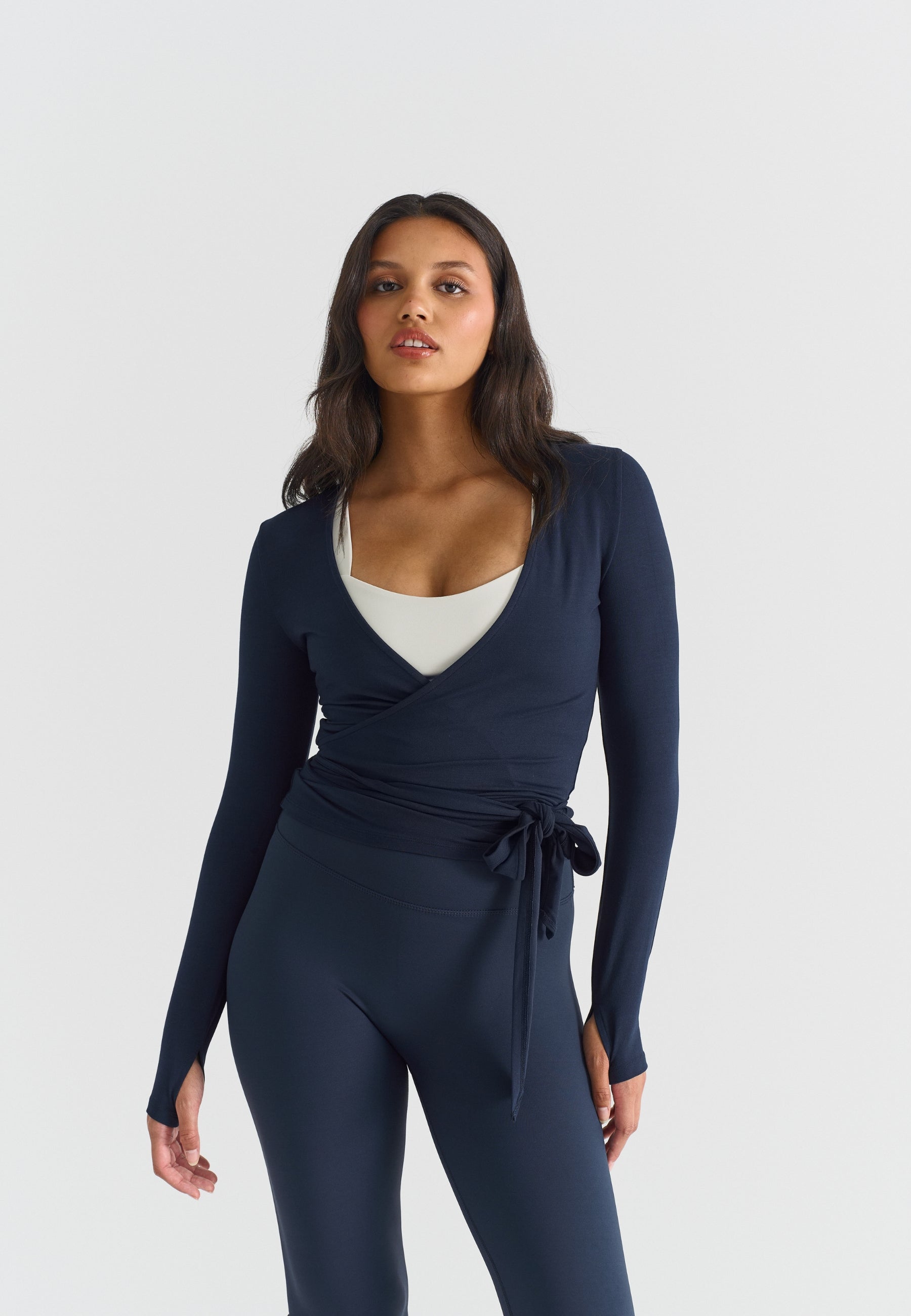 Soft Ballet Wrap Top - Navy