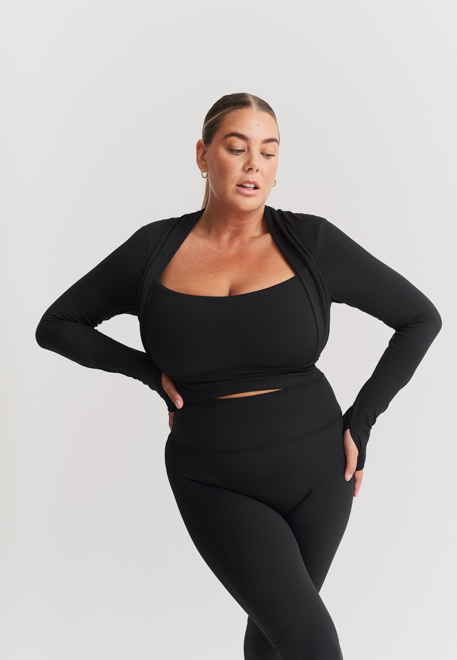 Softsculpt Bolero Long Sleeve Top - Black