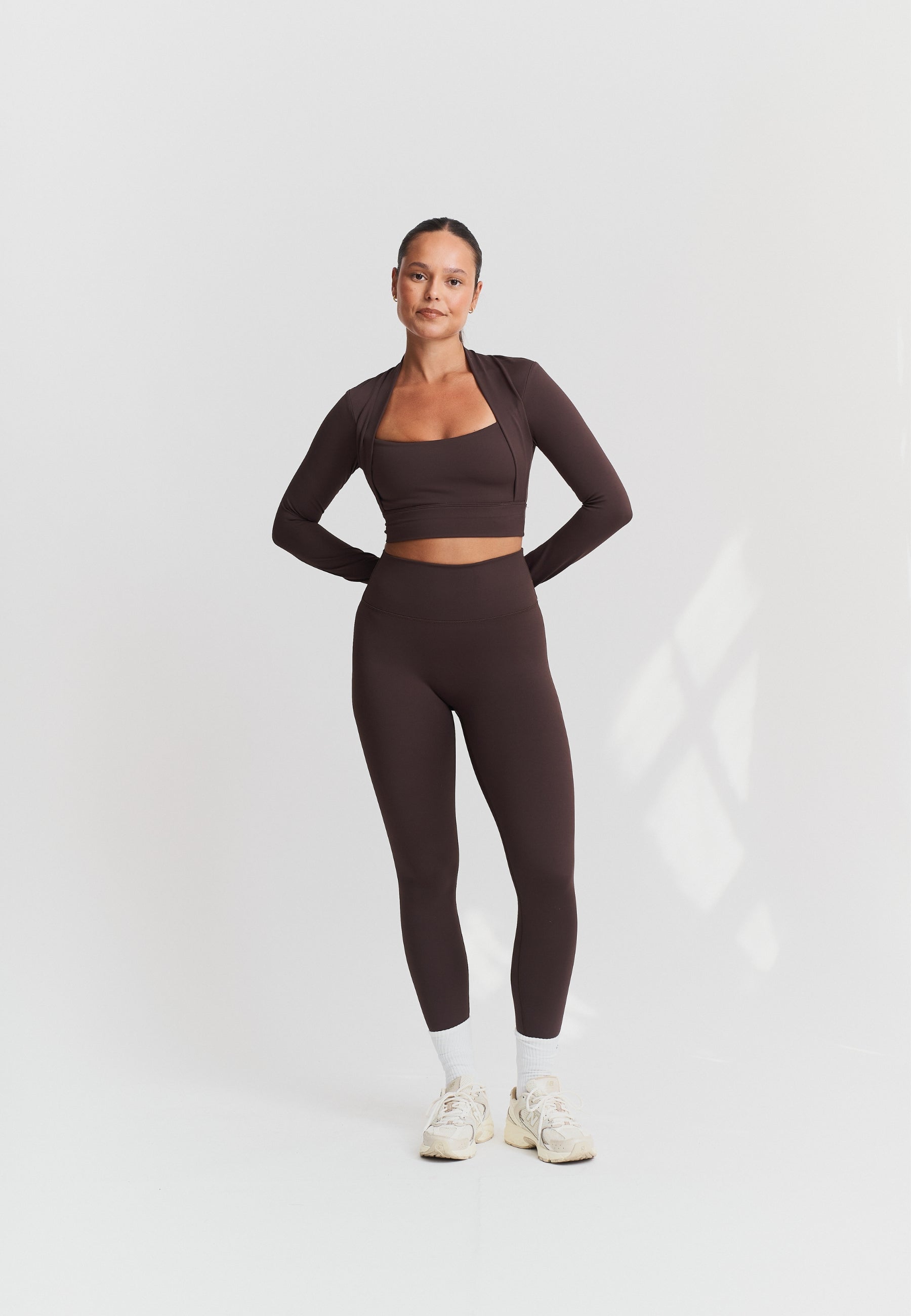 Softsculpt Bolero Long Sleeve Top - Espresso